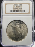 1923 Peace Dollar NGC MS65 Soapbox Holder