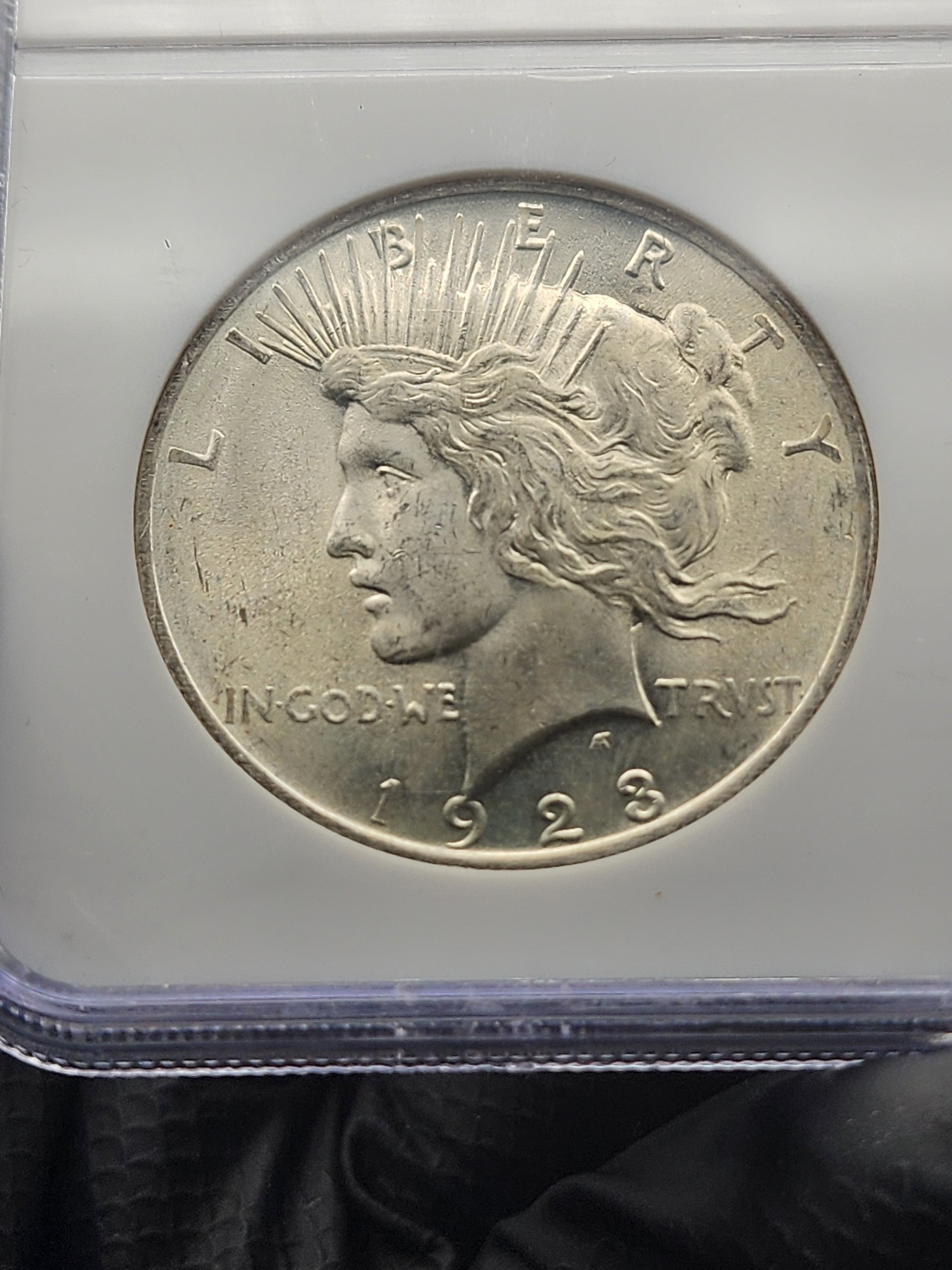 1923 Peace Dollar NGC MS65 Soapbox Holder