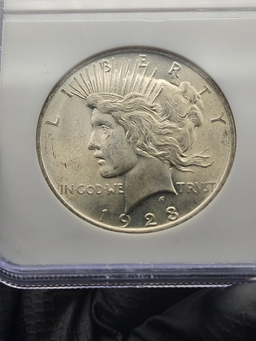 1923 Peace Dollar NGC MS65 Soapbox Holder