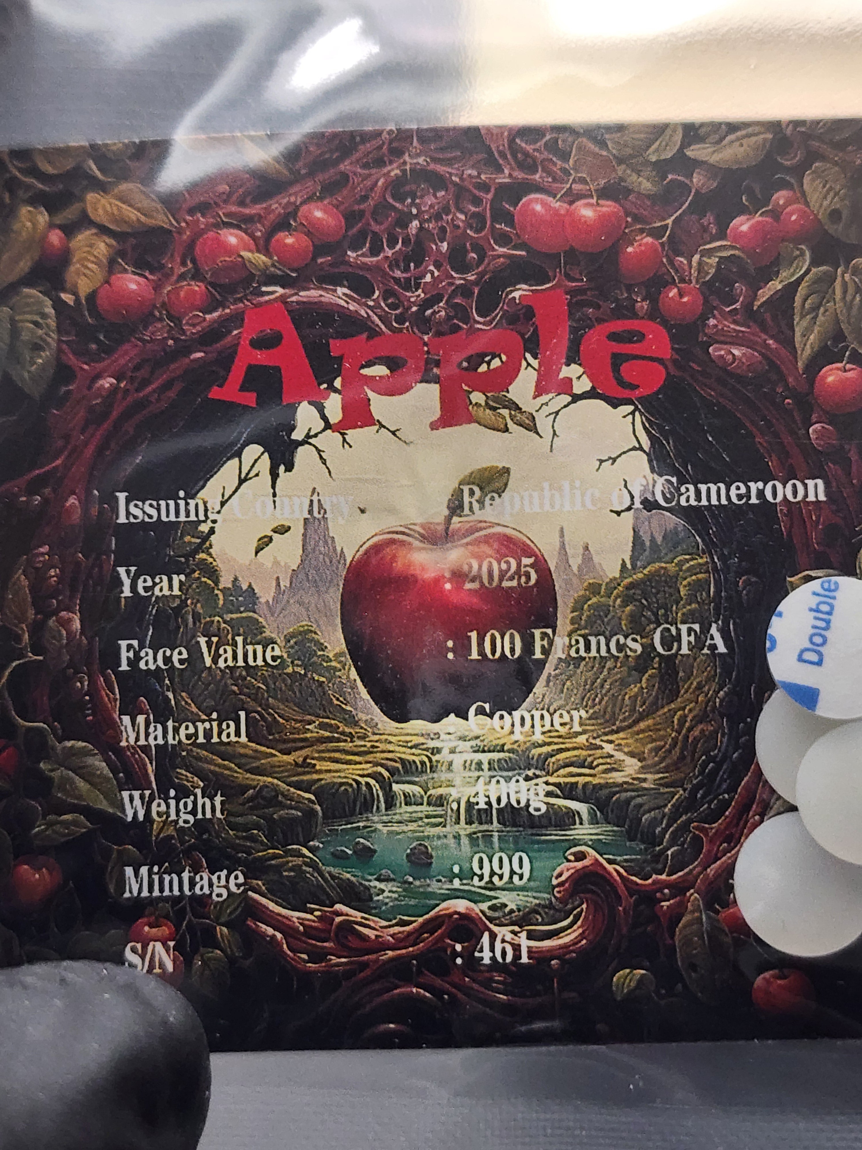 Cameroon "Most Realistic Apple" 400 gram Copper Coin
