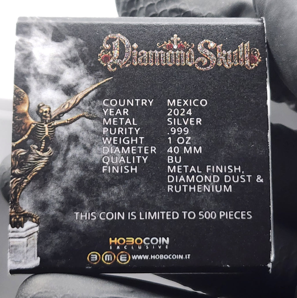 2024 Mexico Libertad Diamond Skull Edition 1oz Silver Coin (500 Minted)