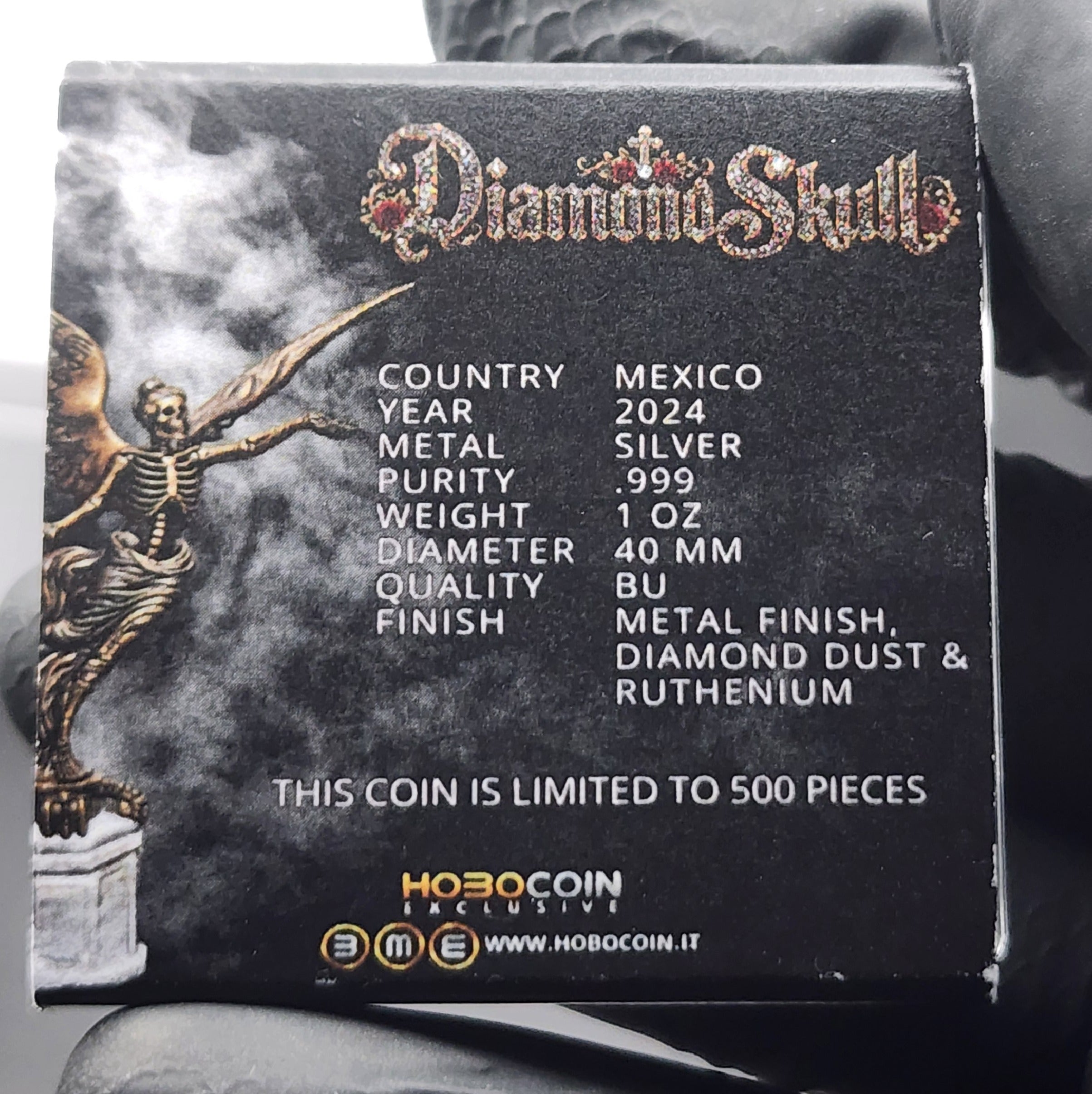 2024 Mexico Libertad Diamond Skull Edition 1oz Silver Coin (500 Minted)