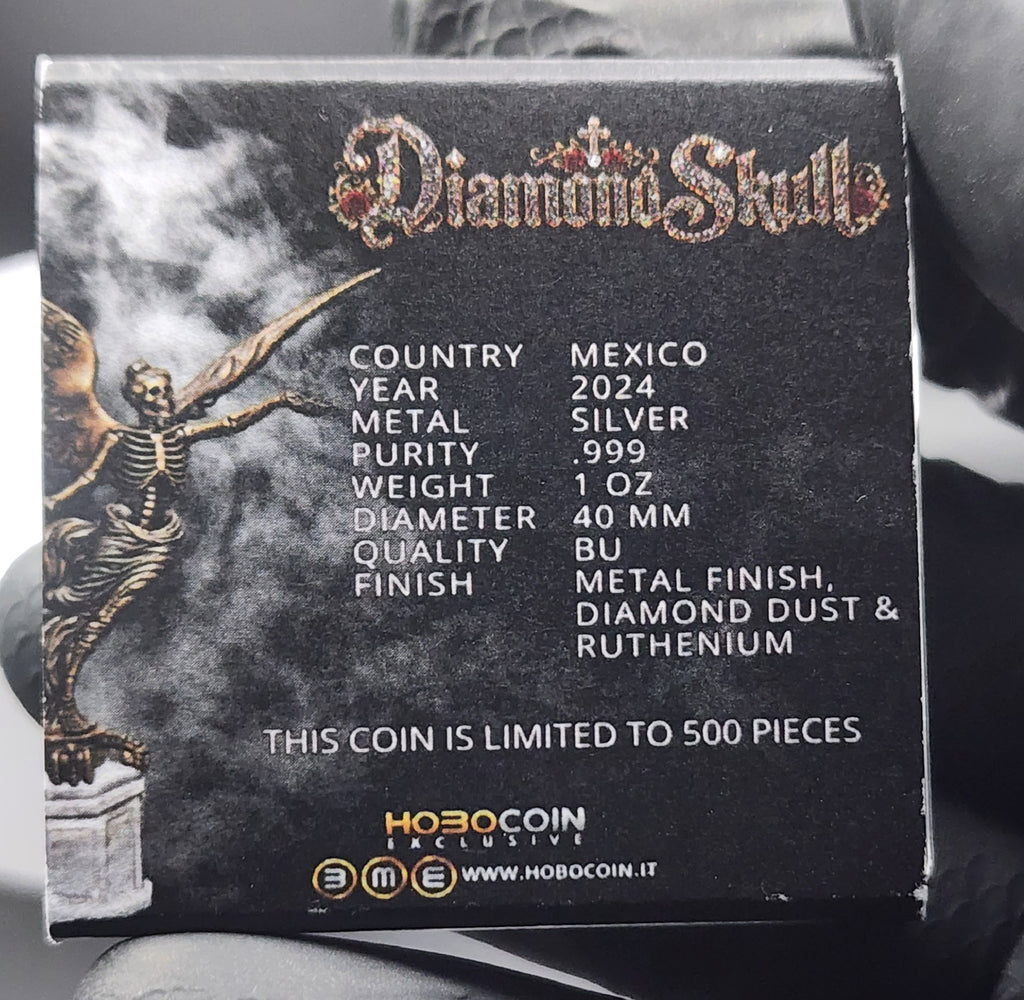 2024 Mexico Libertad Diamond Skull Edition 1oz Silver Coin (500 Minted)