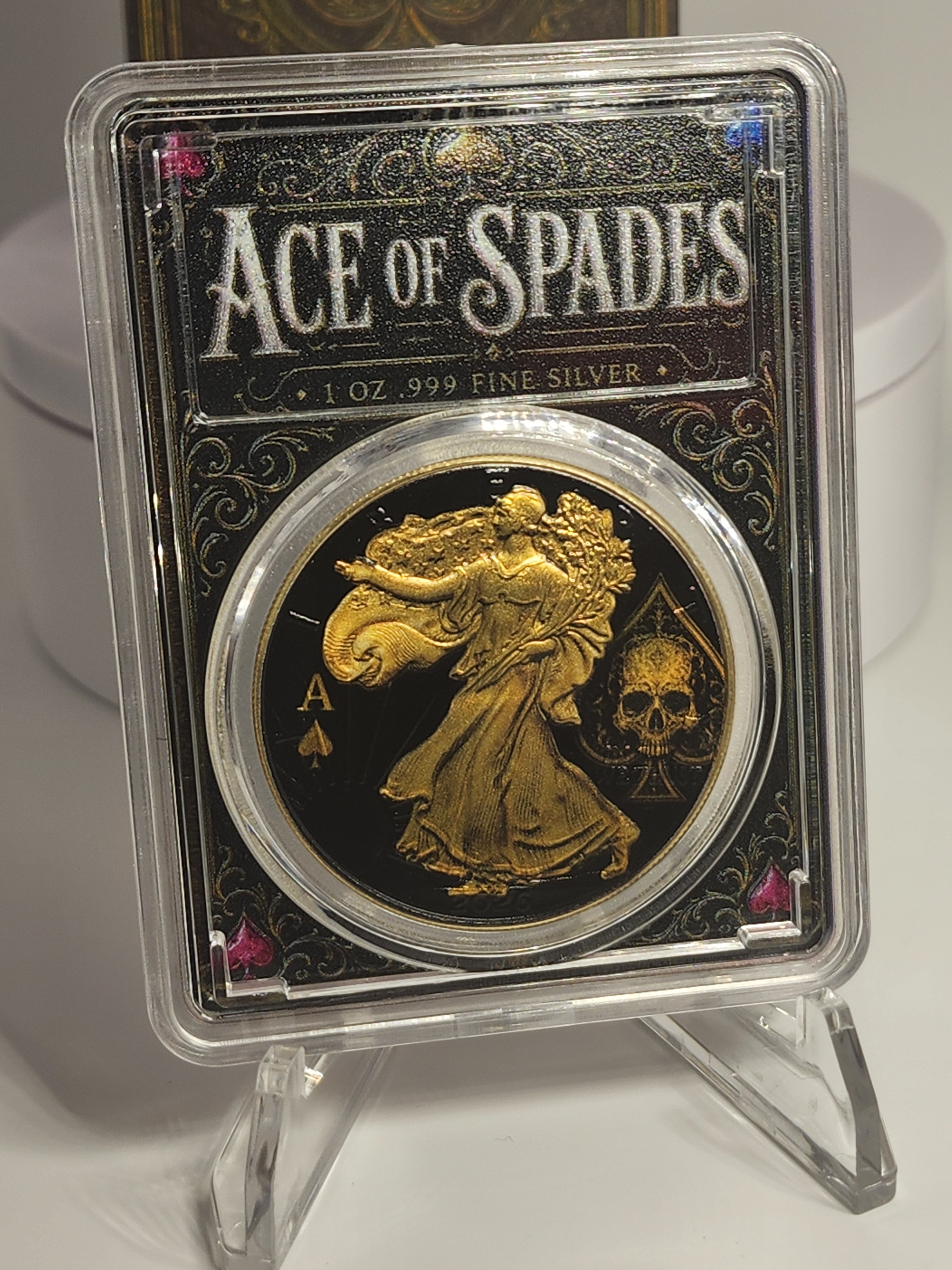 2026 Silver Eagle Ace of Spades Gilded Liberty .999 Silver Coin SN 97 (Mintage 100)