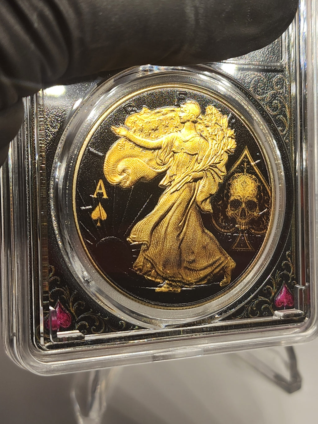 2026 Silver Eagle Ace of Spades Gilded Liberty .999 Silver Coin SN 97 (Mintage 100)