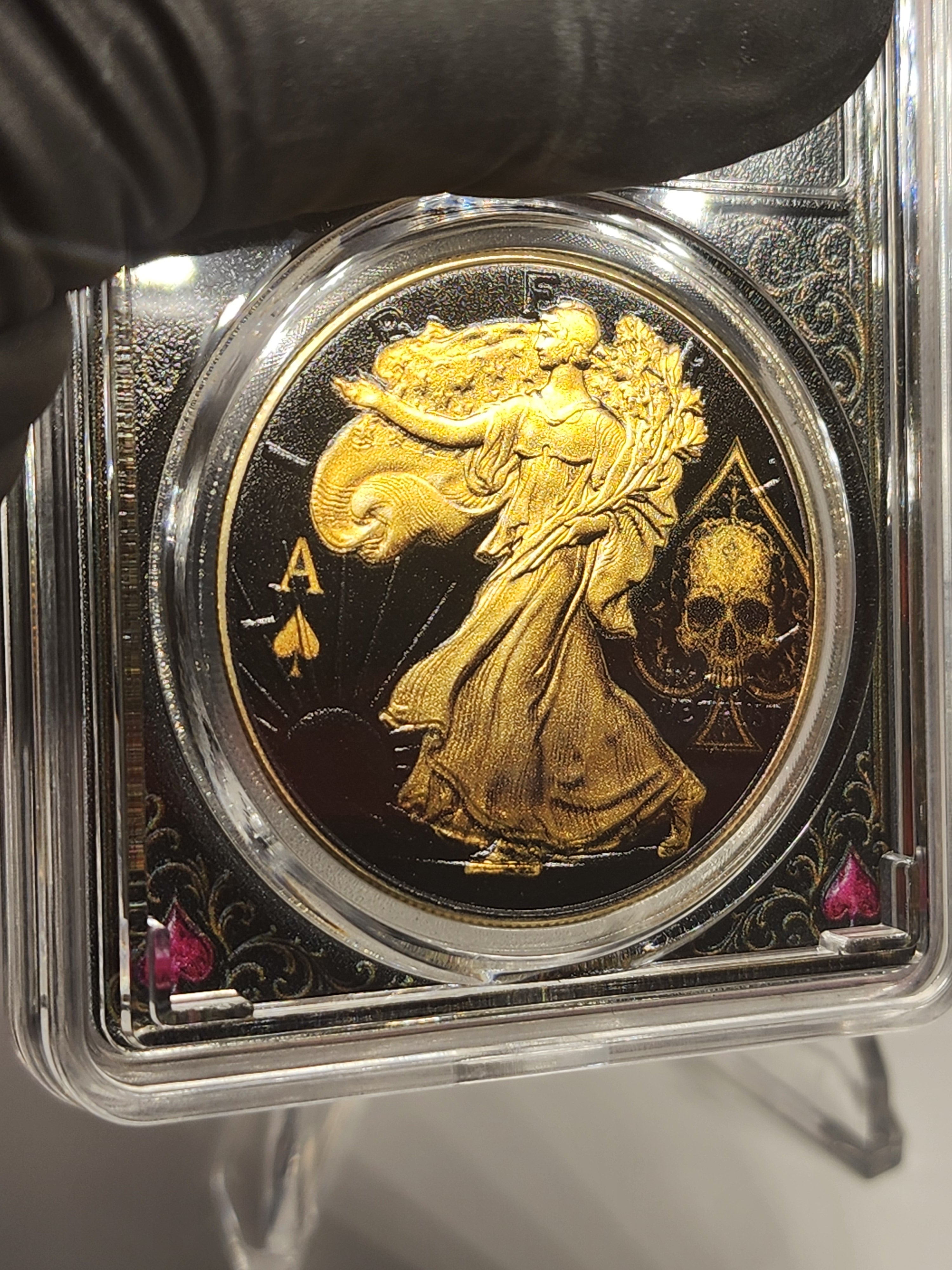 2026 Silver Eagle Ace of Spades Gilded Liberty .999 Silver Coin SN 97 (Mintage 100)