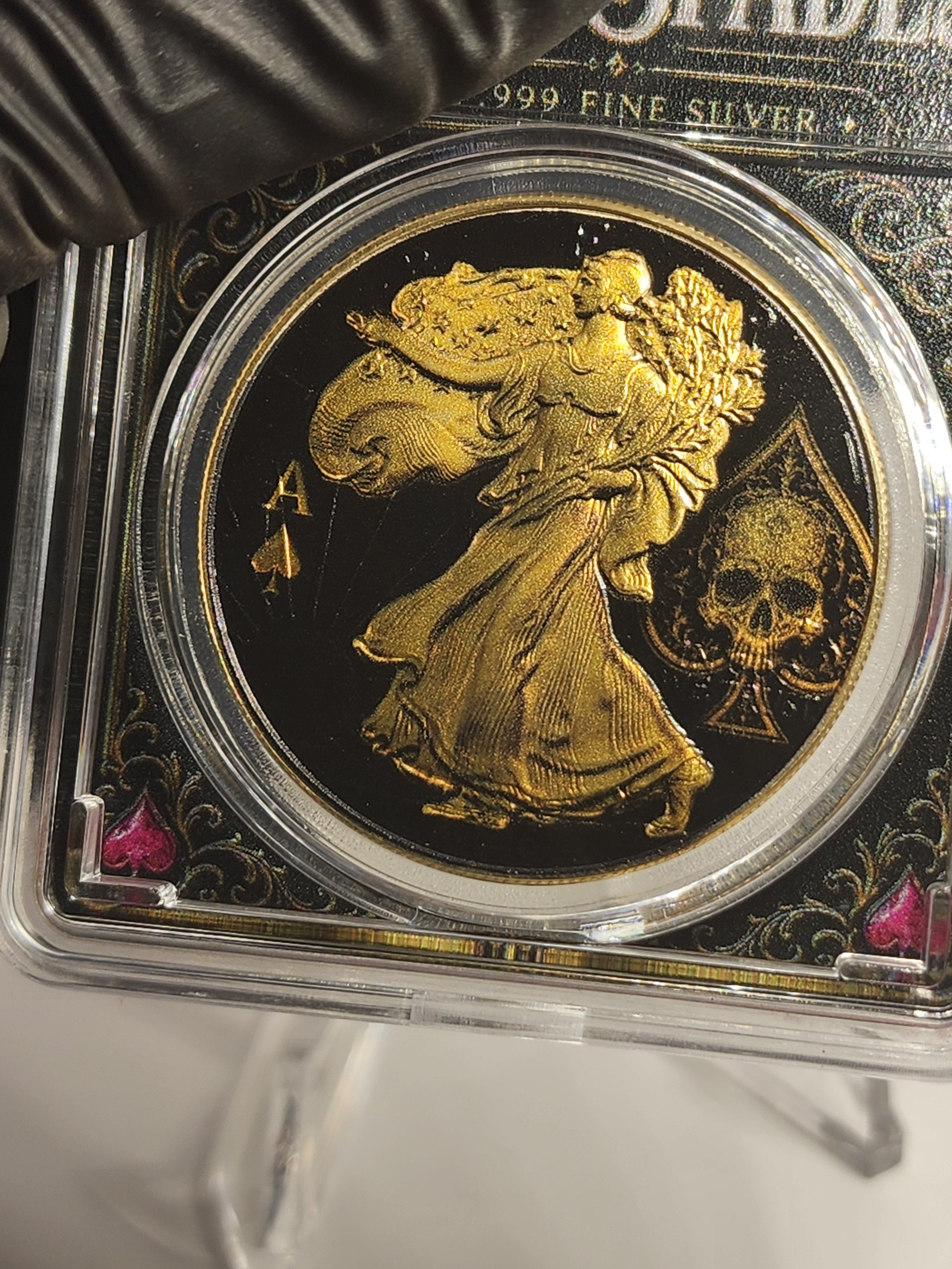 2026 Silver Eagle Ace of Spades Gilded Liberty .999 Silver Coin SN 97 (Mintage 100)