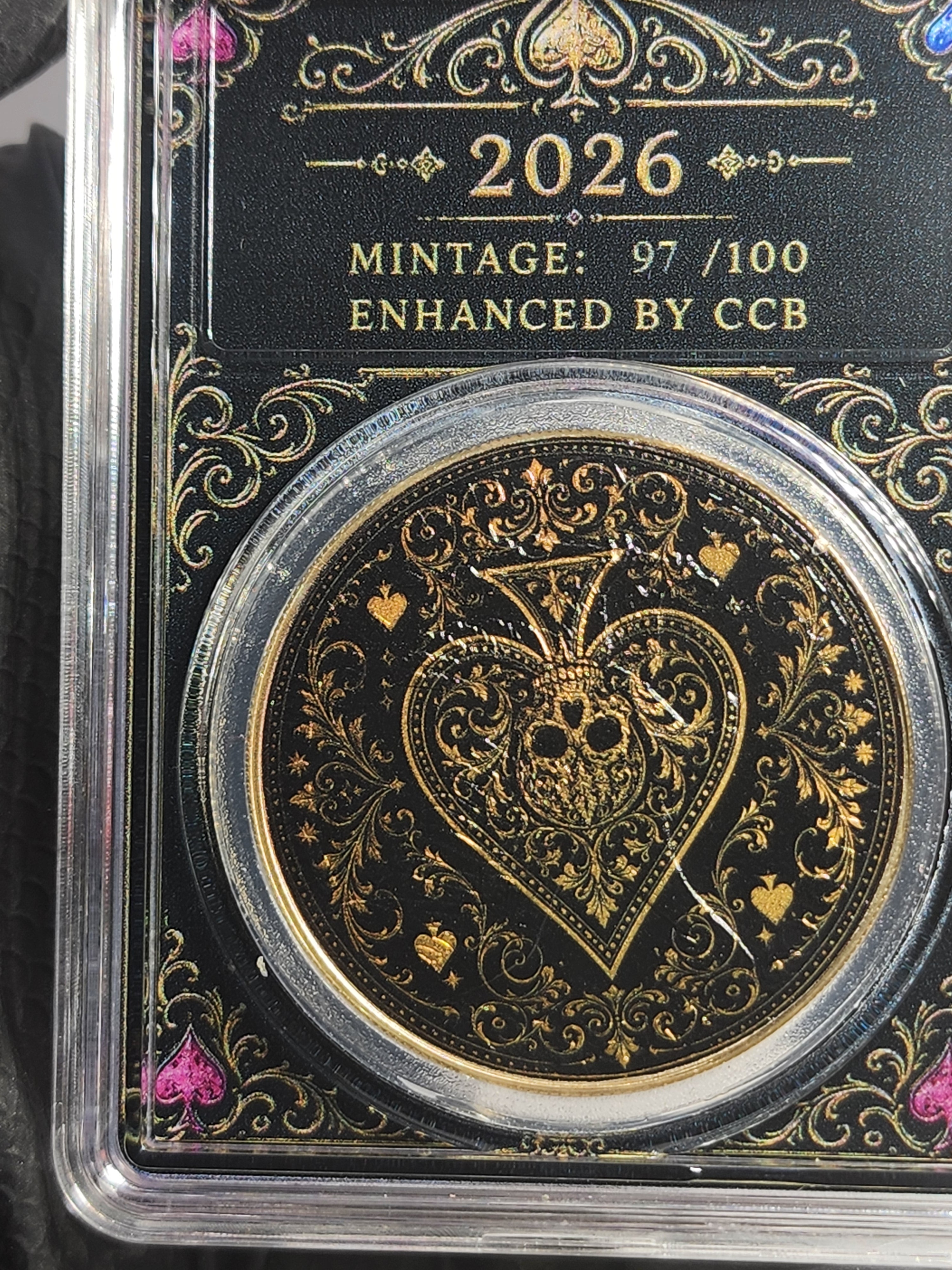 2026 Silver Eagle Ace of Spades Gilded Liberty .999 Silver Coin SN 97 (Mintage 100)