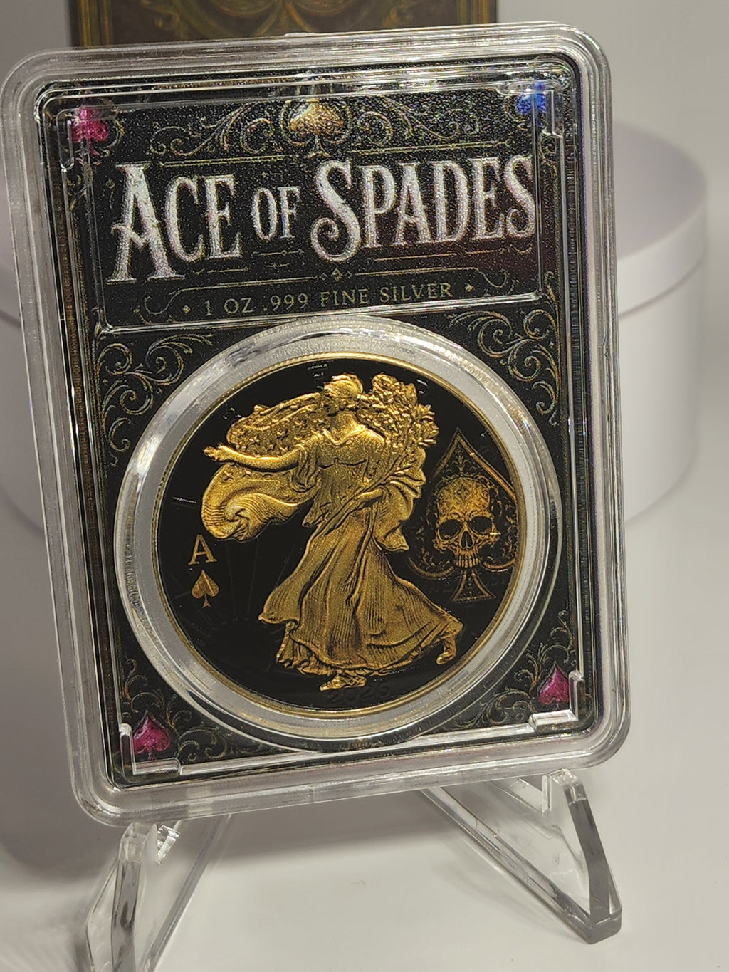 2026 Silver Eagle Ace of Spades Gilded Liberty .999 Silver Coin SN 98 (Mintage 100)