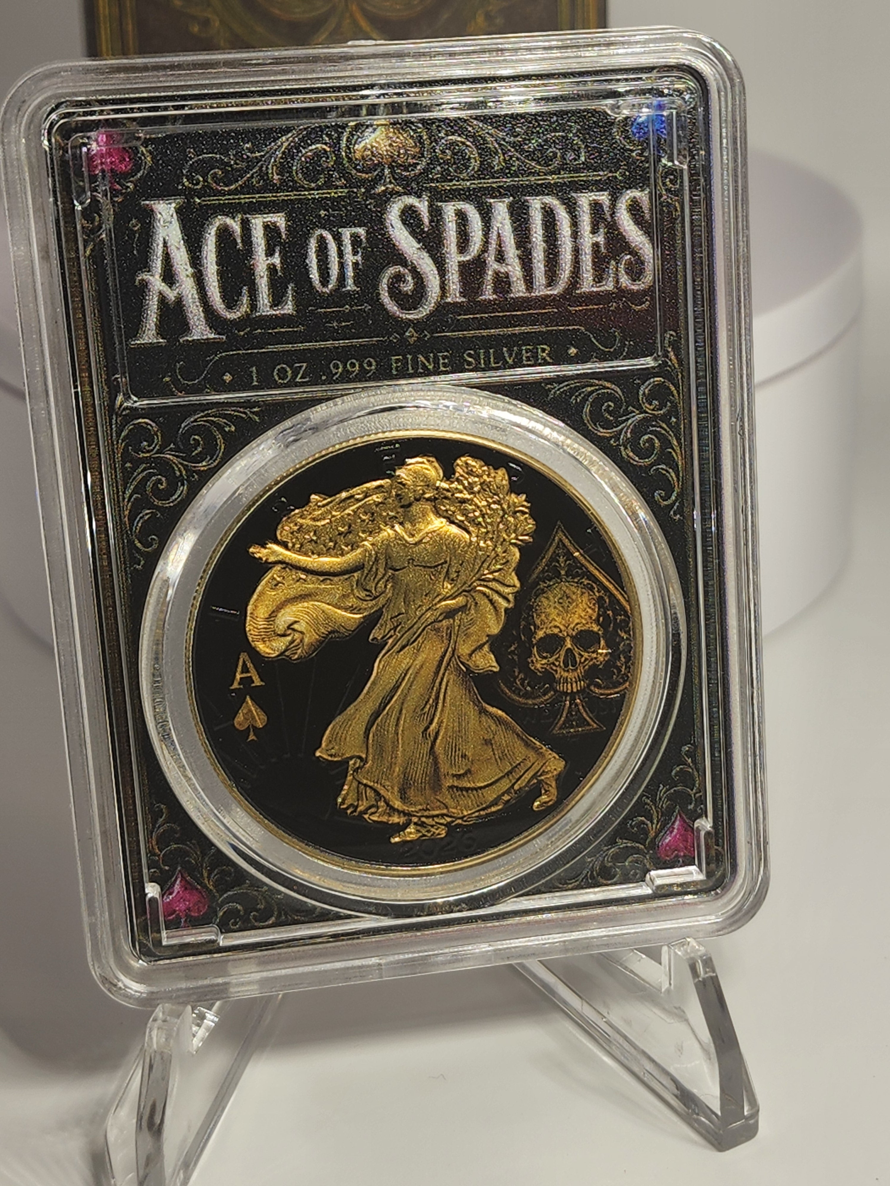 2026 Silver Eagle Ace of Spades Gilded Liberty .999 Silver Coin SN 98 (Mintage 100)