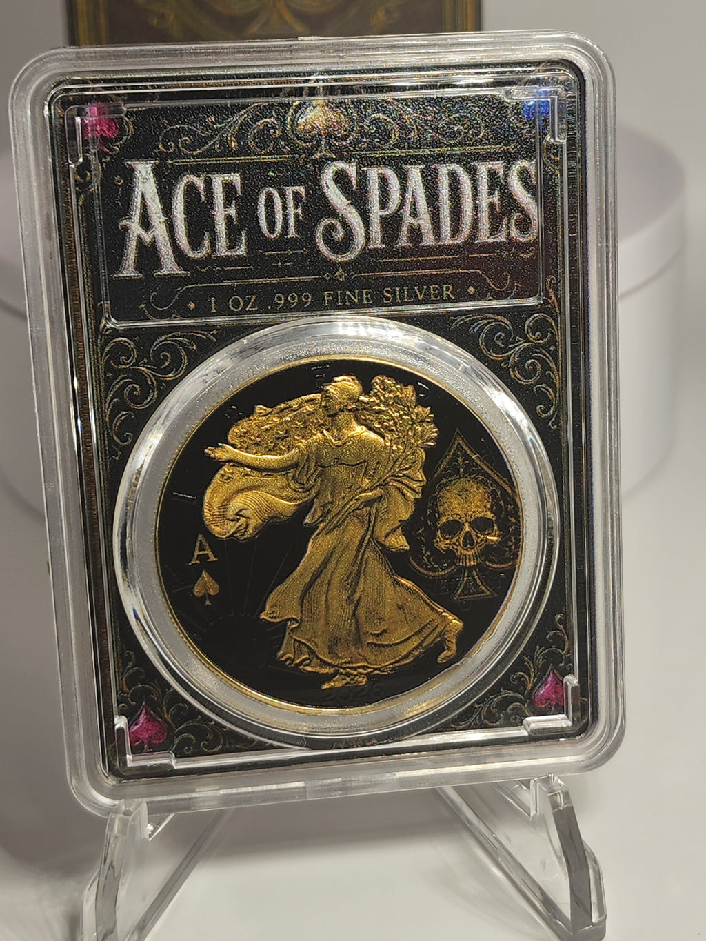 2026 Silver Eagle Ace of Spades Gilded Liberty .999 Silver Coin SN 98 (Mintage 100)