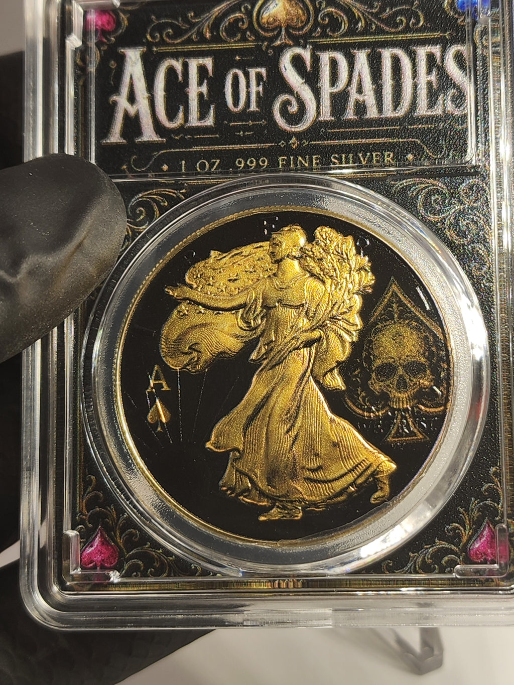 2026 Silver Eagle Ace of Spades Gilded Liberty .999 Silver Coin SN 99 (Mintage 100)