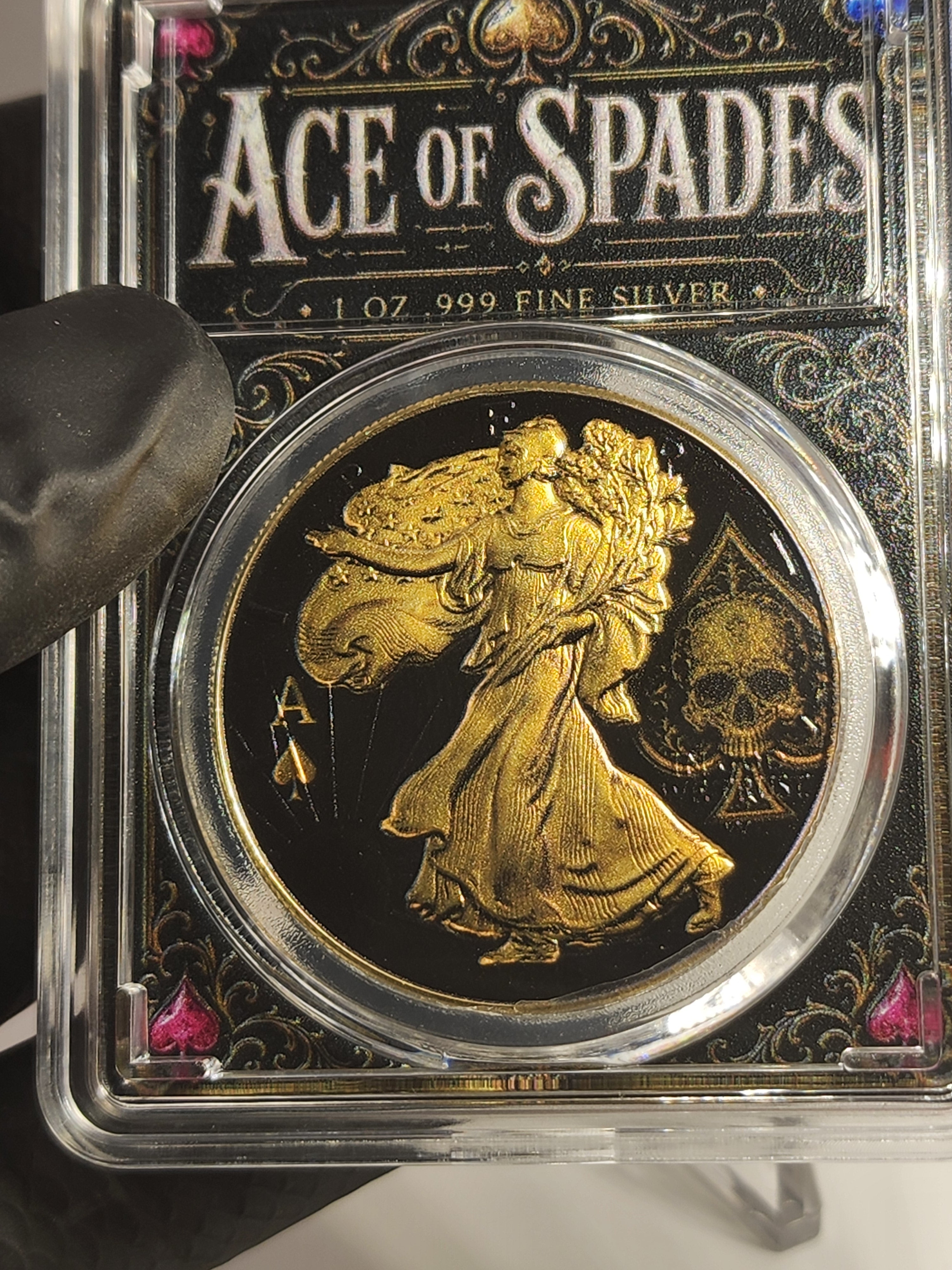 2026 Silver Eagle Ace of Spades Gilded Liberty .999 Silver Coin SN 99 (Mintage 100)