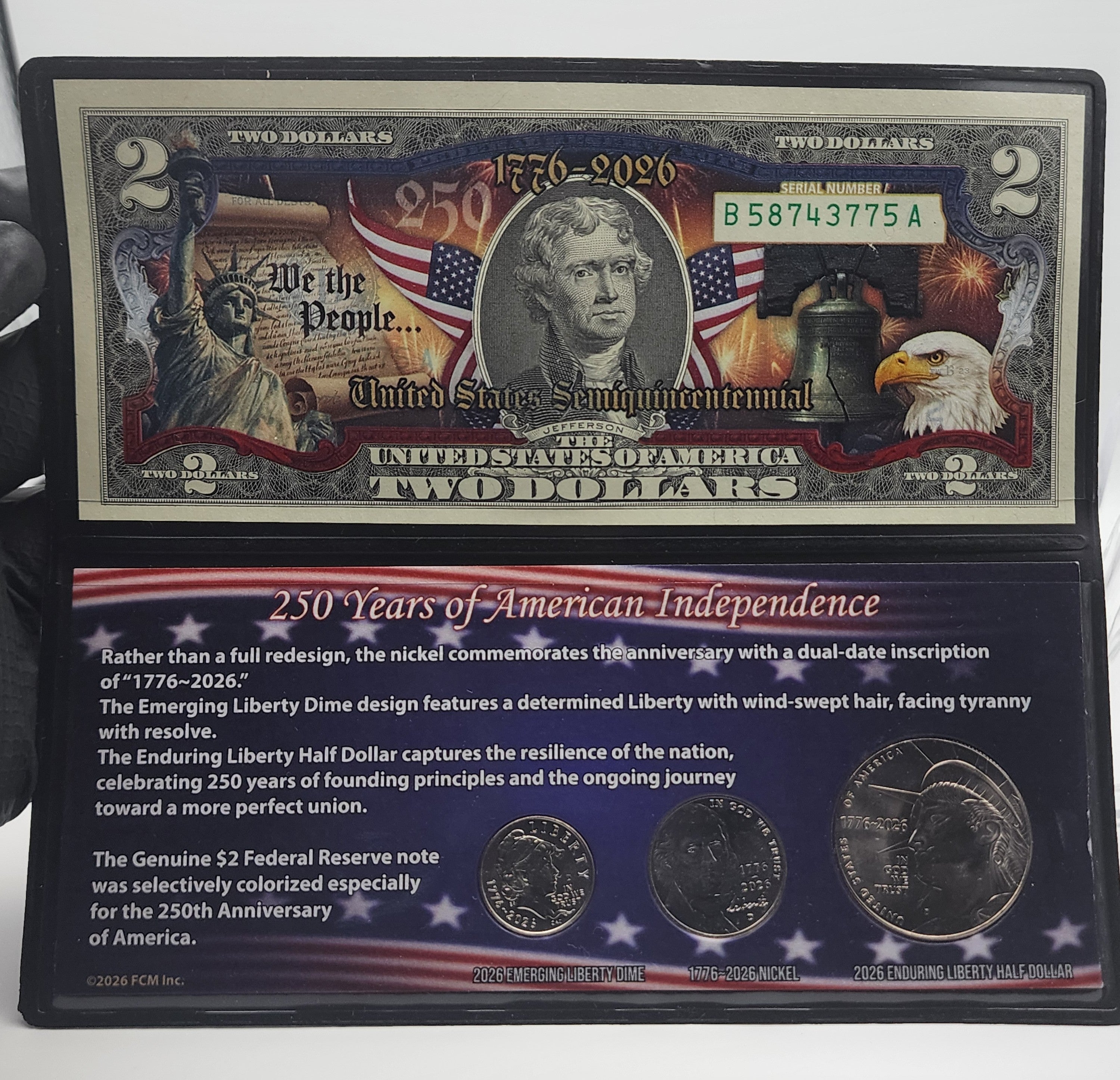 1776-2026 250 Years of American Independence Coin and Colorized Currency Set
