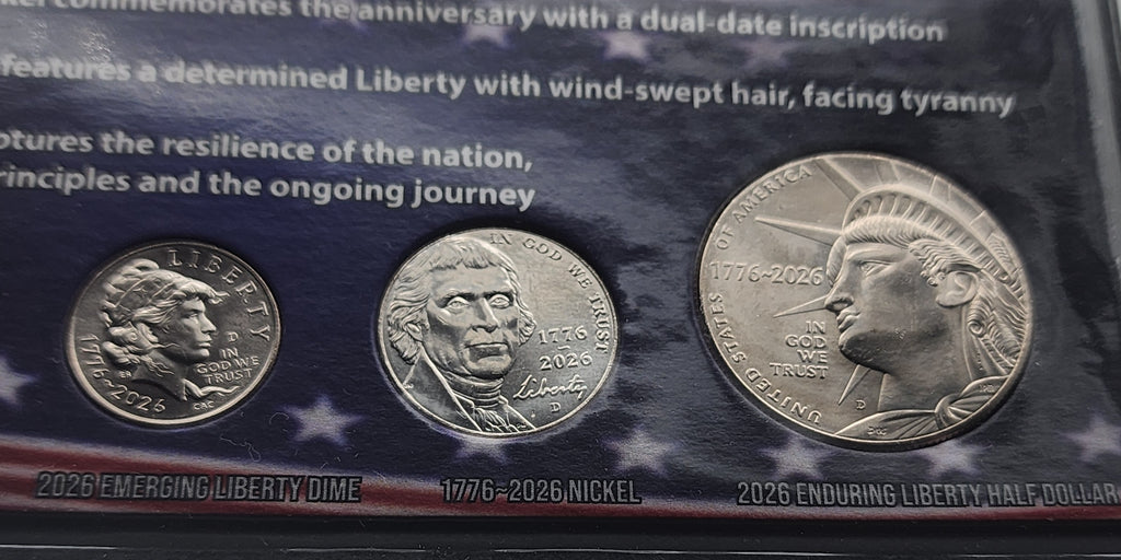 1776-2026 250 Years of American Independence Coin and Colorized Currency Set