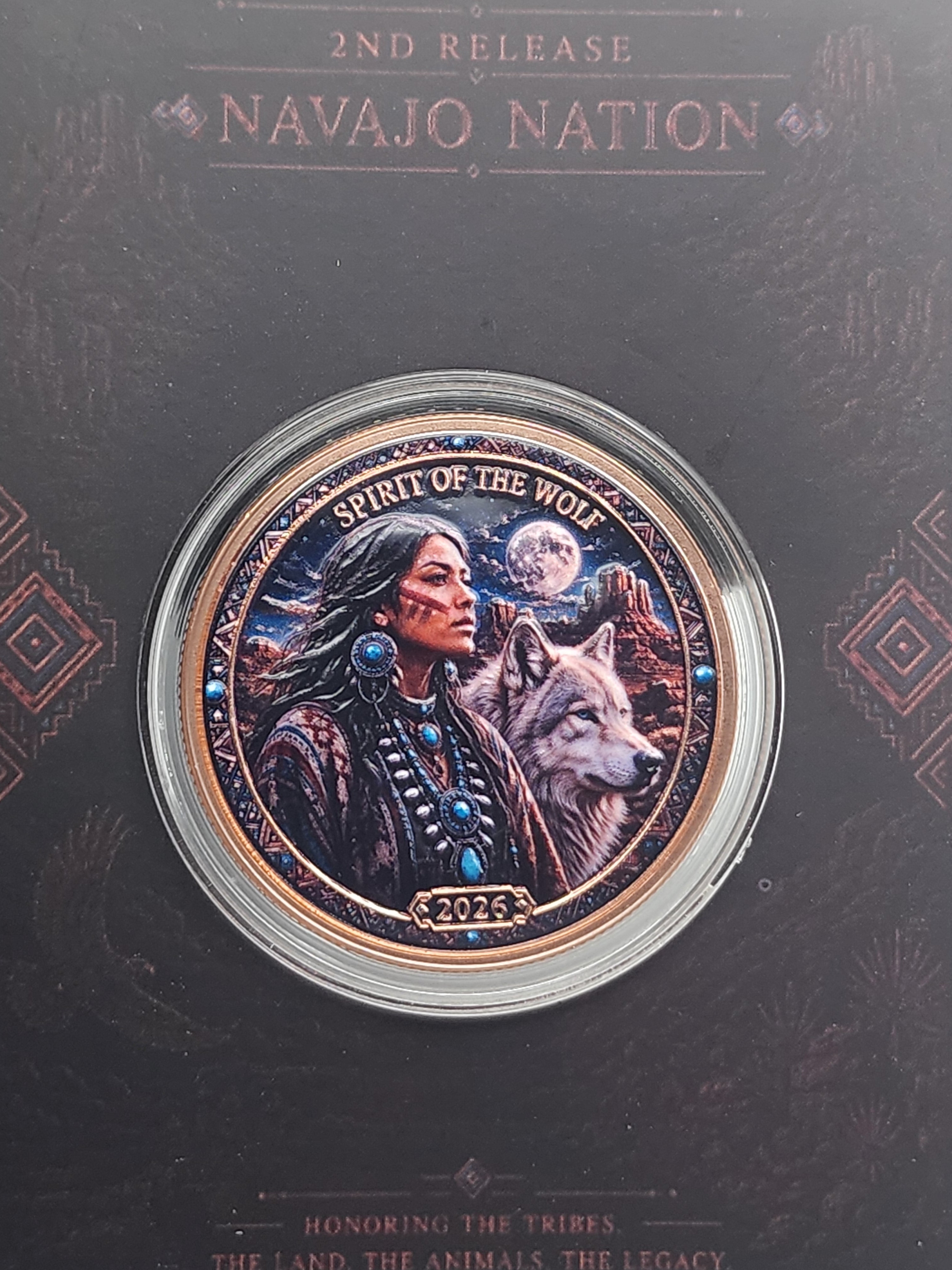 North American Wildlife Series- Navajo Nation Spirit of the Wolf 1 oz Copper Medal