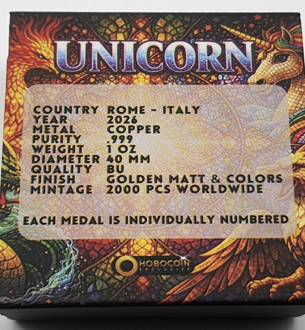 Unicorn Mythic Mosaic 1 oz Copper Round