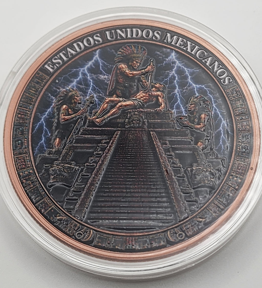 Aztec Sacrifice 5 oz Copper Medal
