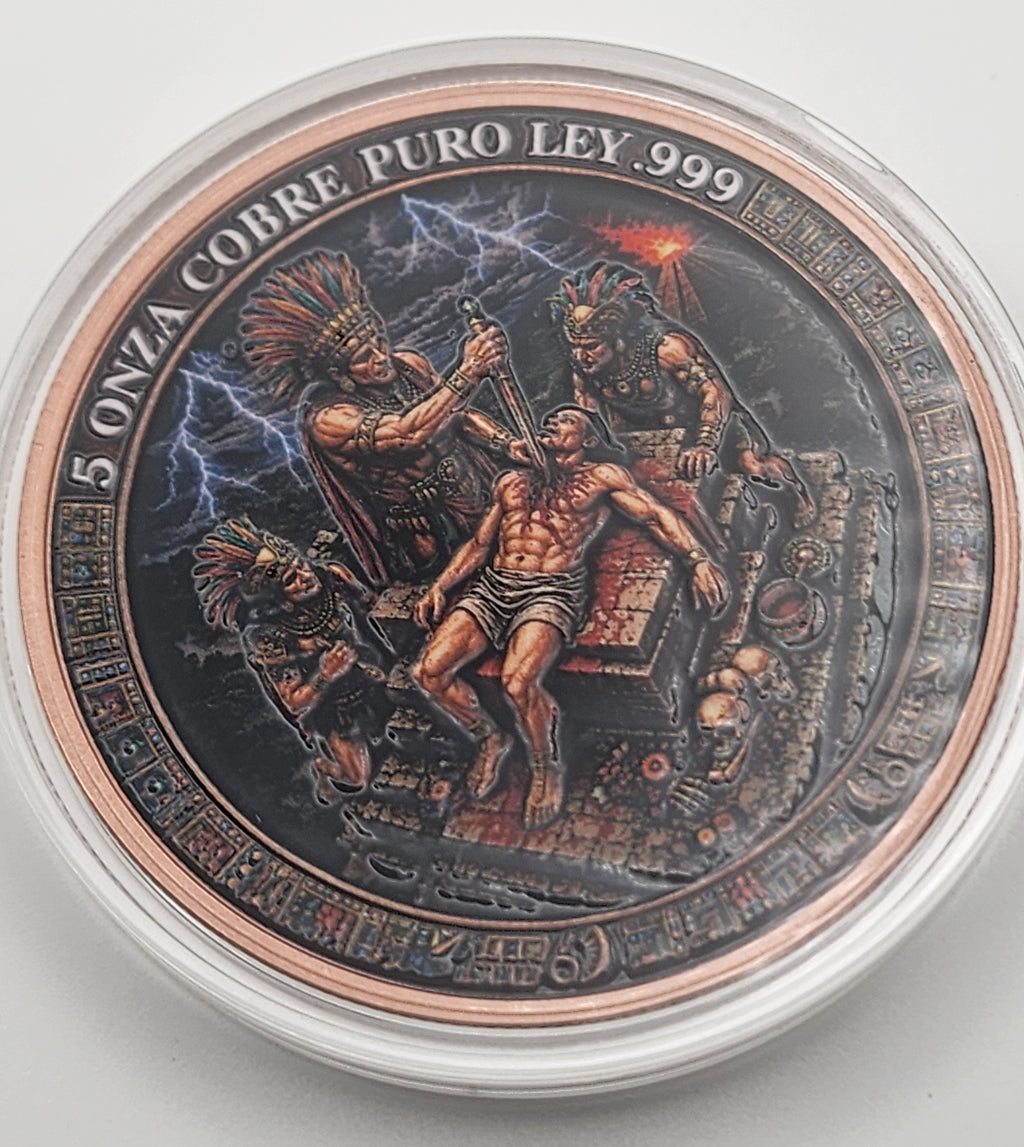 Aztec Sacrifice 5 oz Copper Medal
