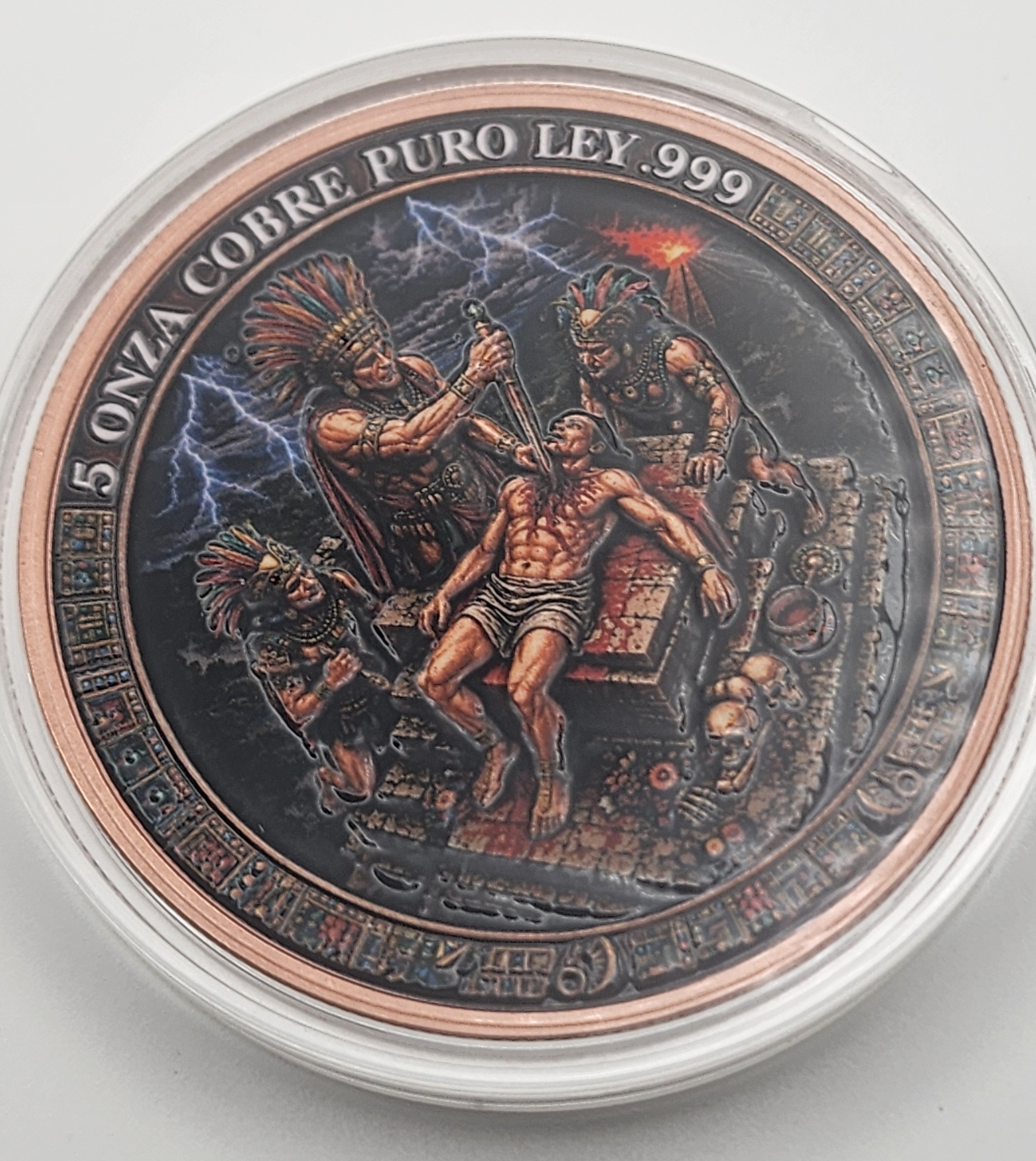 Aztec Sacrifice 5 oz Copper Medal