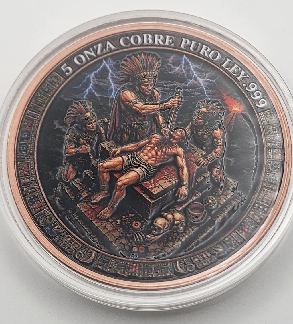 Aztec Sacrifice 5 oz Copper Medal
