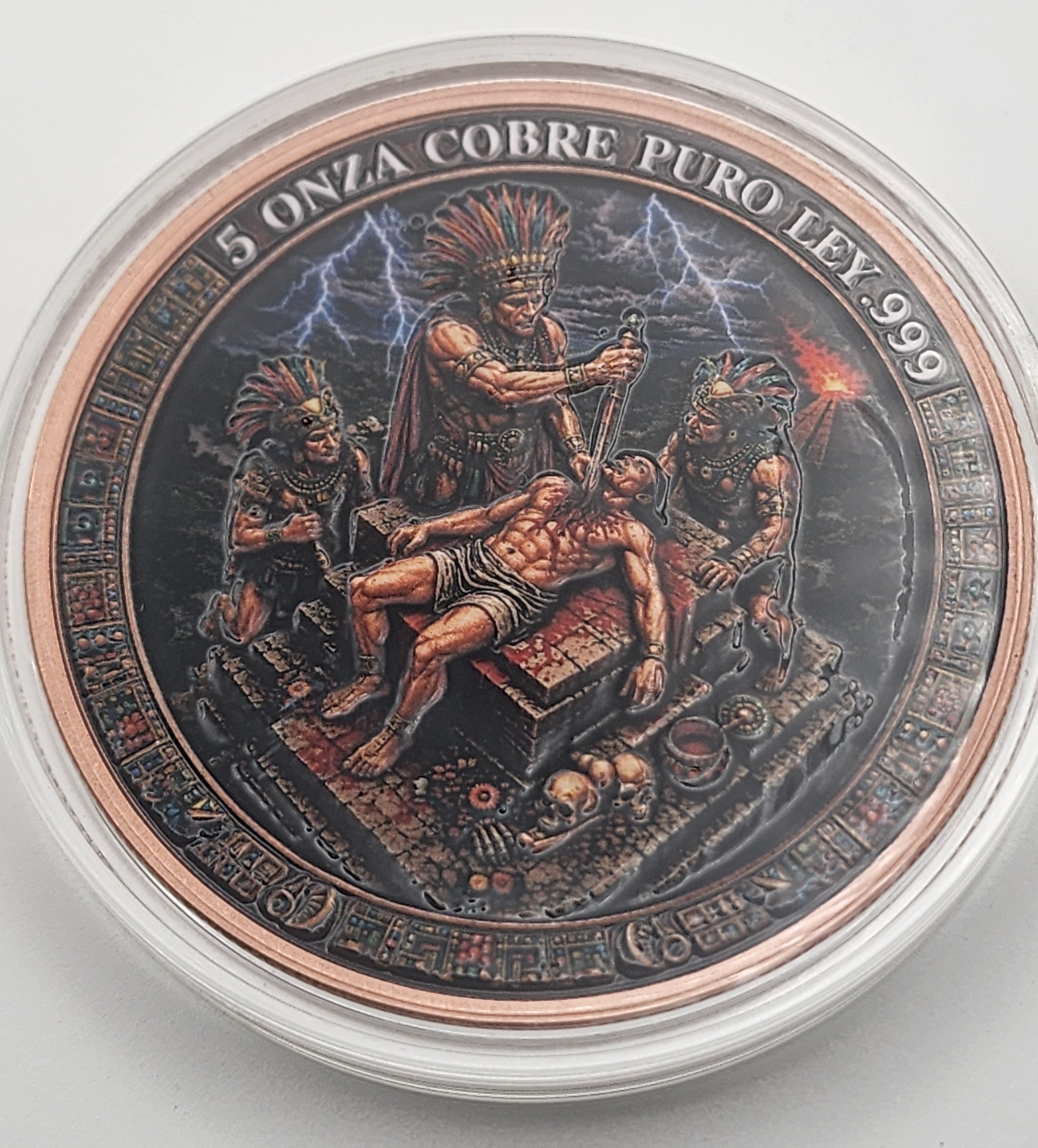 Aztec Sacrifice 5 oz Copper Medal