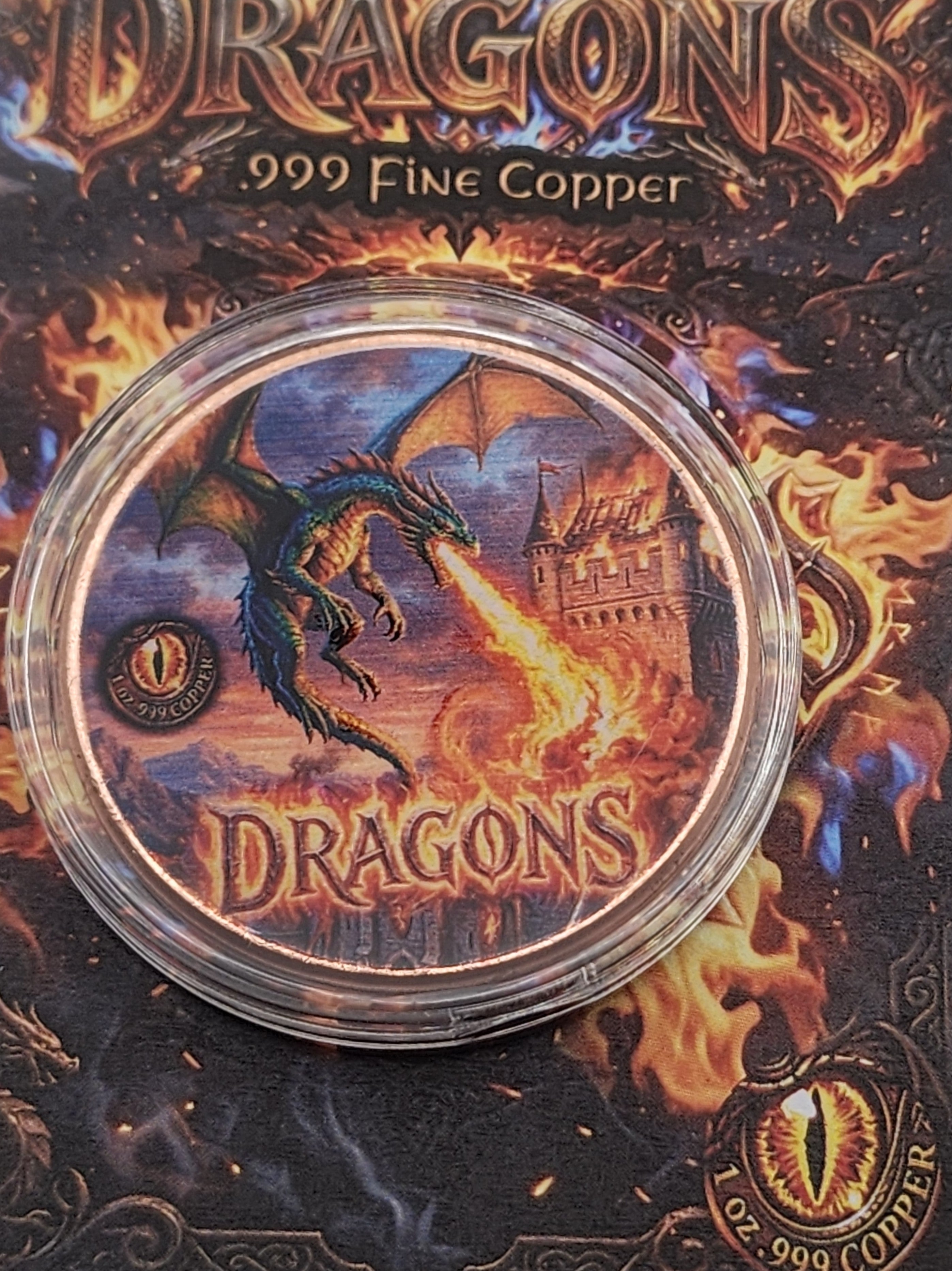 Fire Dragon 1oz Copper Round Carded (999 Mintage)