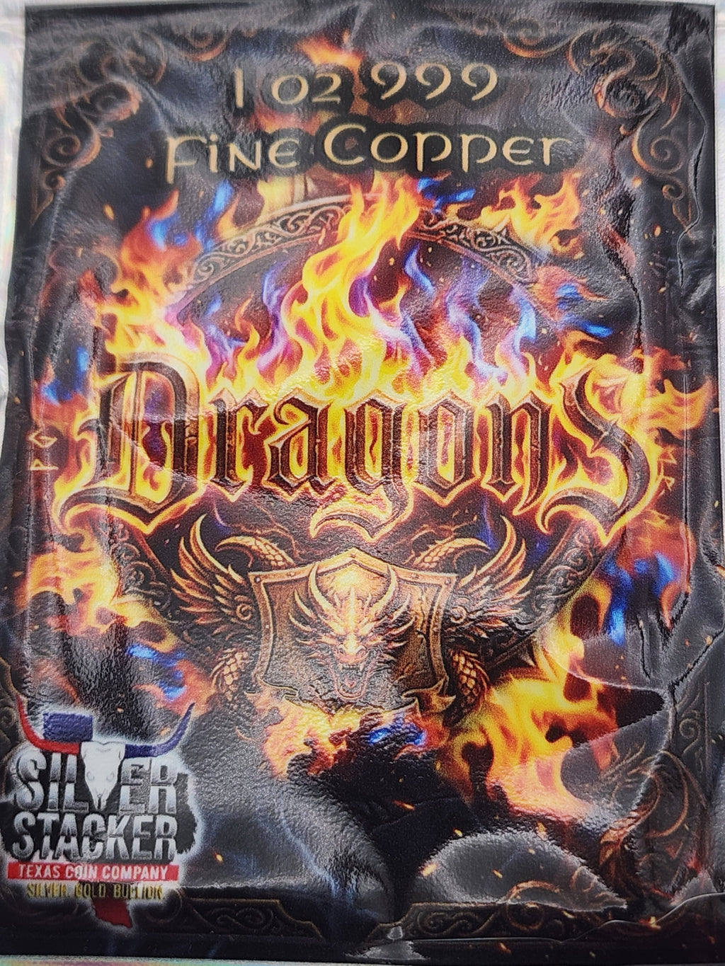 Fire Dragon 1oz Copper Round Carded (999 Mintage)