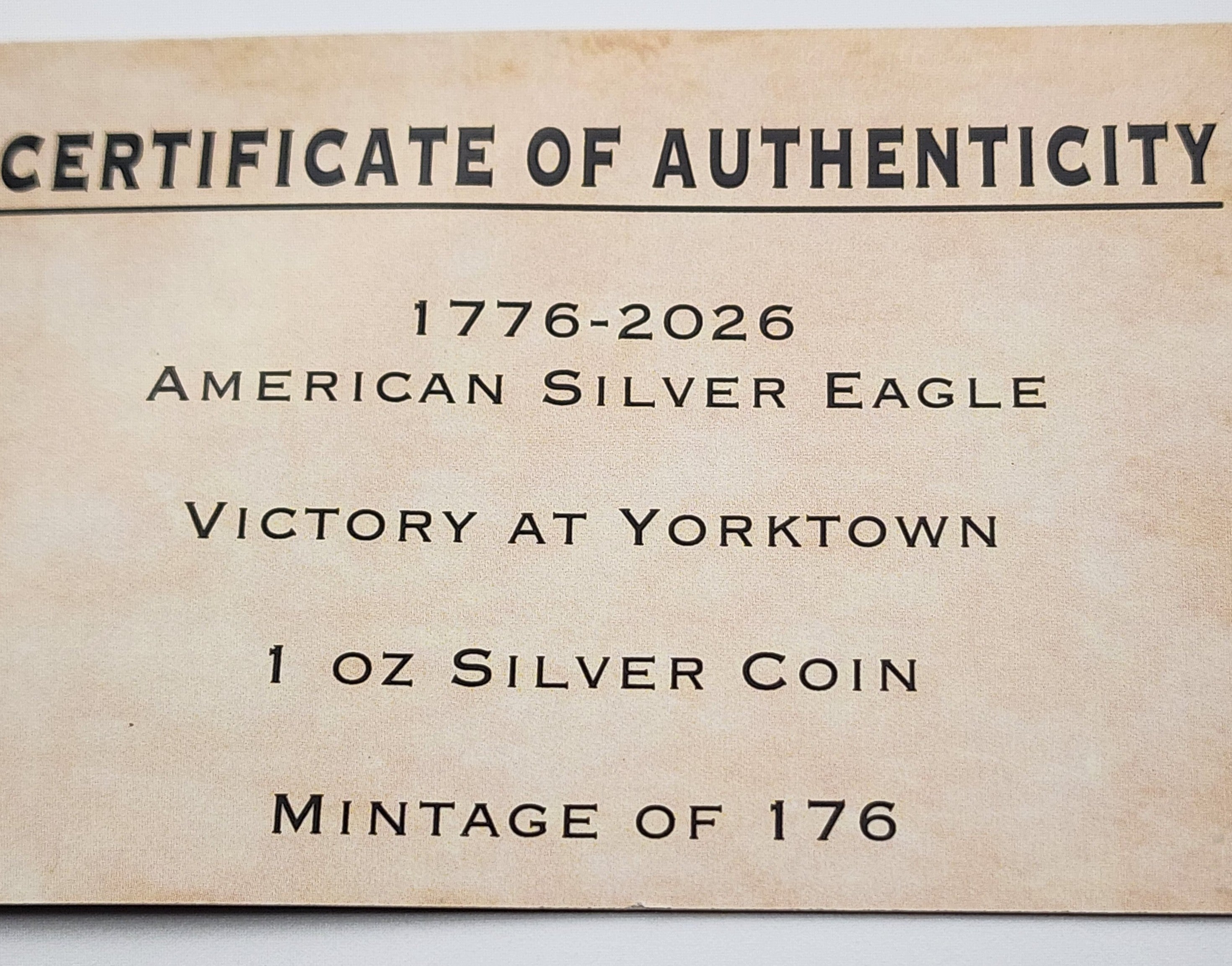 1776-2026 U.S. Silver Eagle - Victory at Yorktown 1 oz Silver Coin