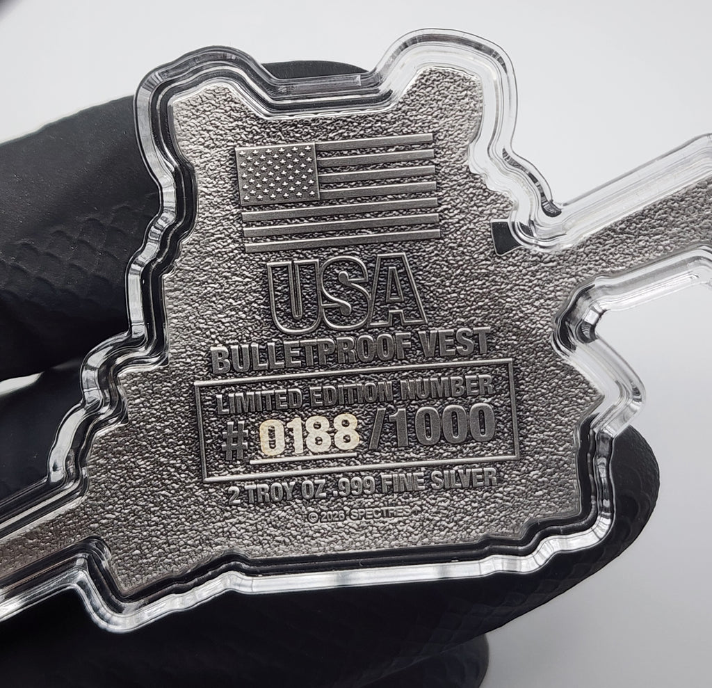 Spectres Mint 2026 USA Bulletproof Vest Shaped 2 oz Silver