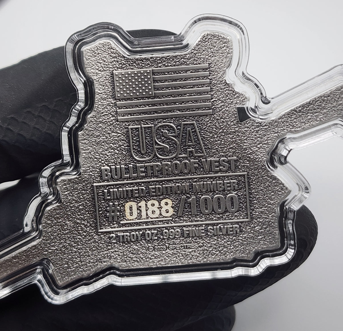 Spectres Mint 2026 USA Bulletproof Vest Shaped 2 oz Silver