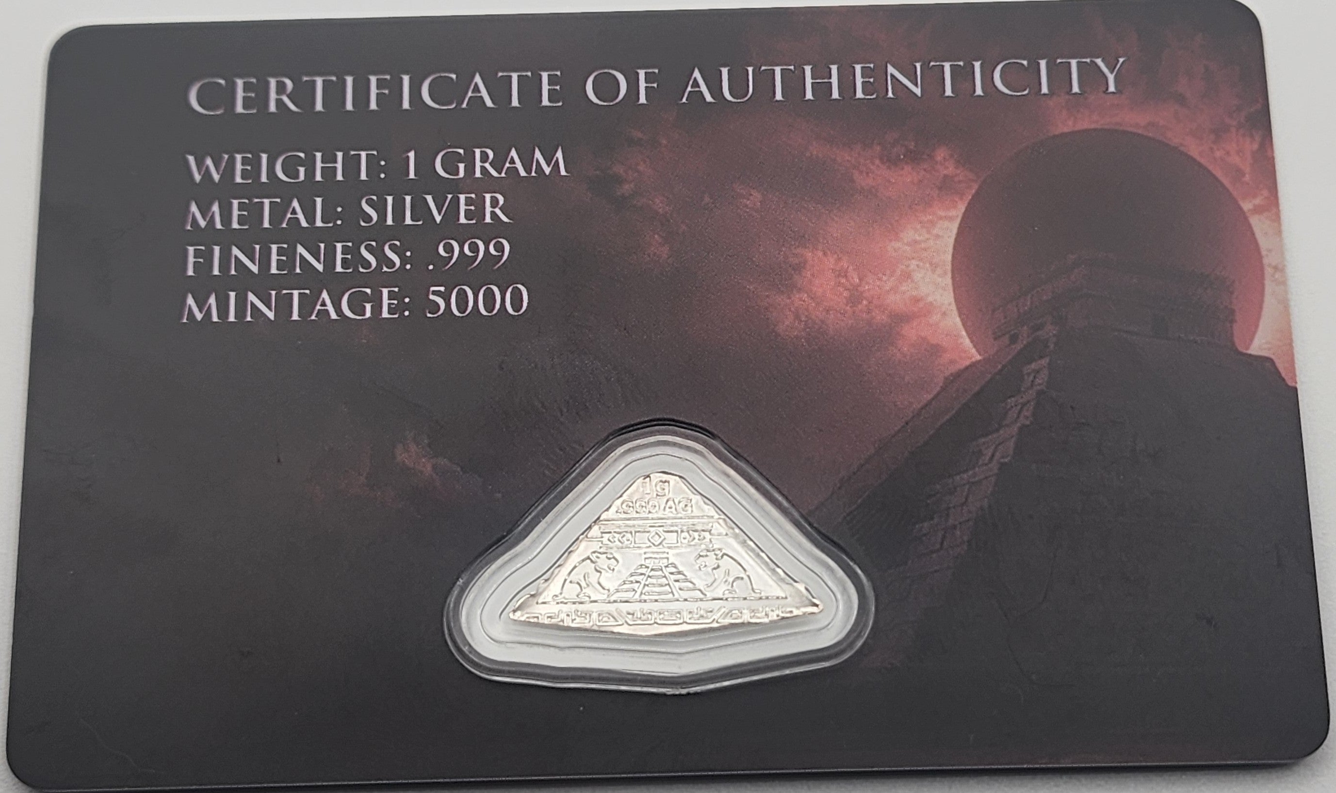 Aztec Pyramid 1 gram Silver Carded