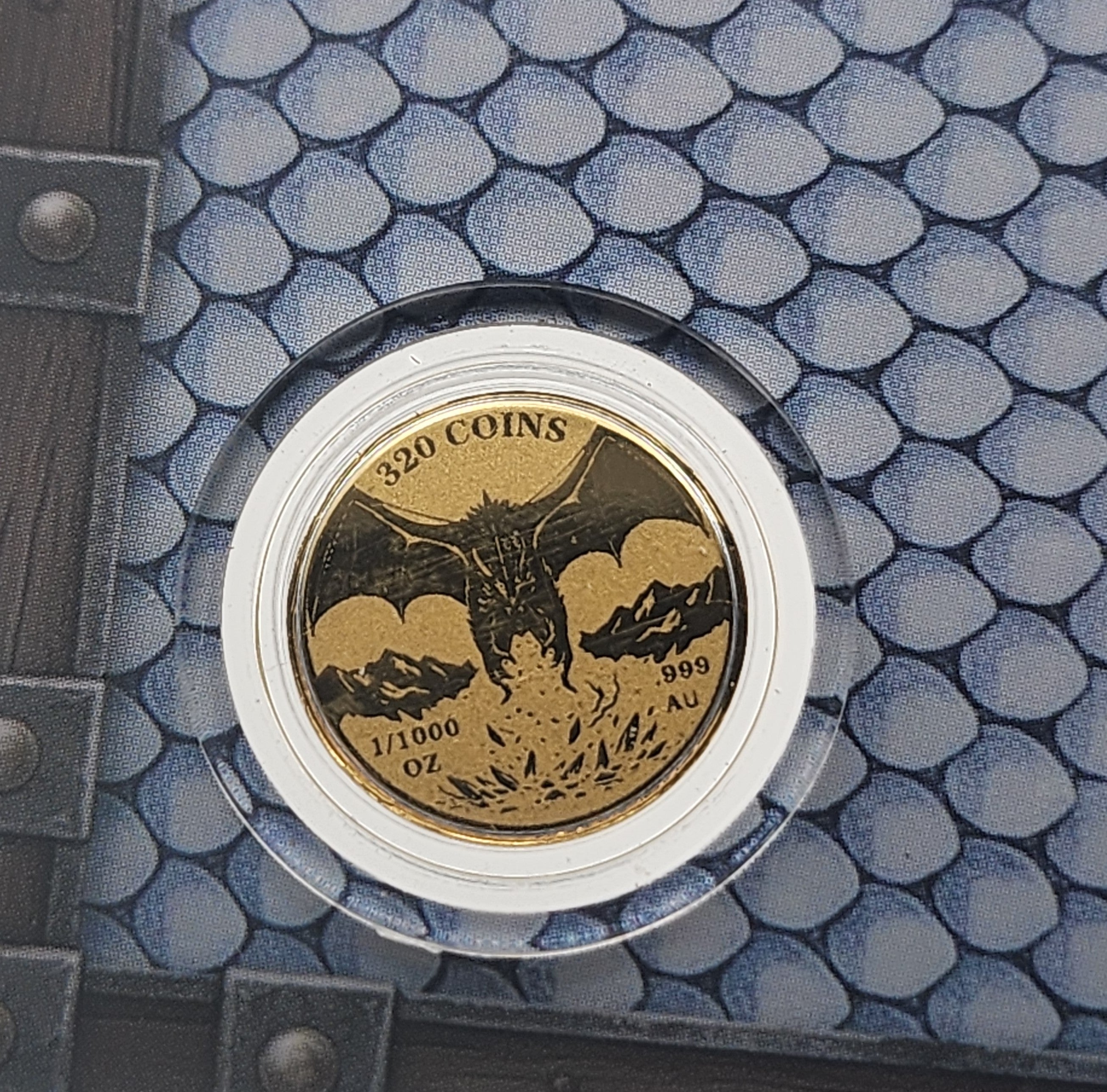 320Coins Frost Dragon 1/1000 oz .999 Gold Round Carded