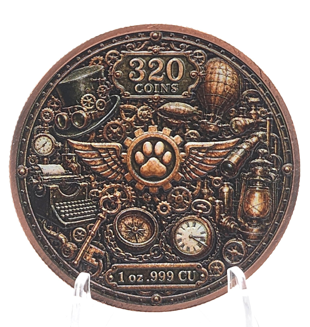 SteamPaws Series | Steel Shadow 1 oz .999 Copper Round