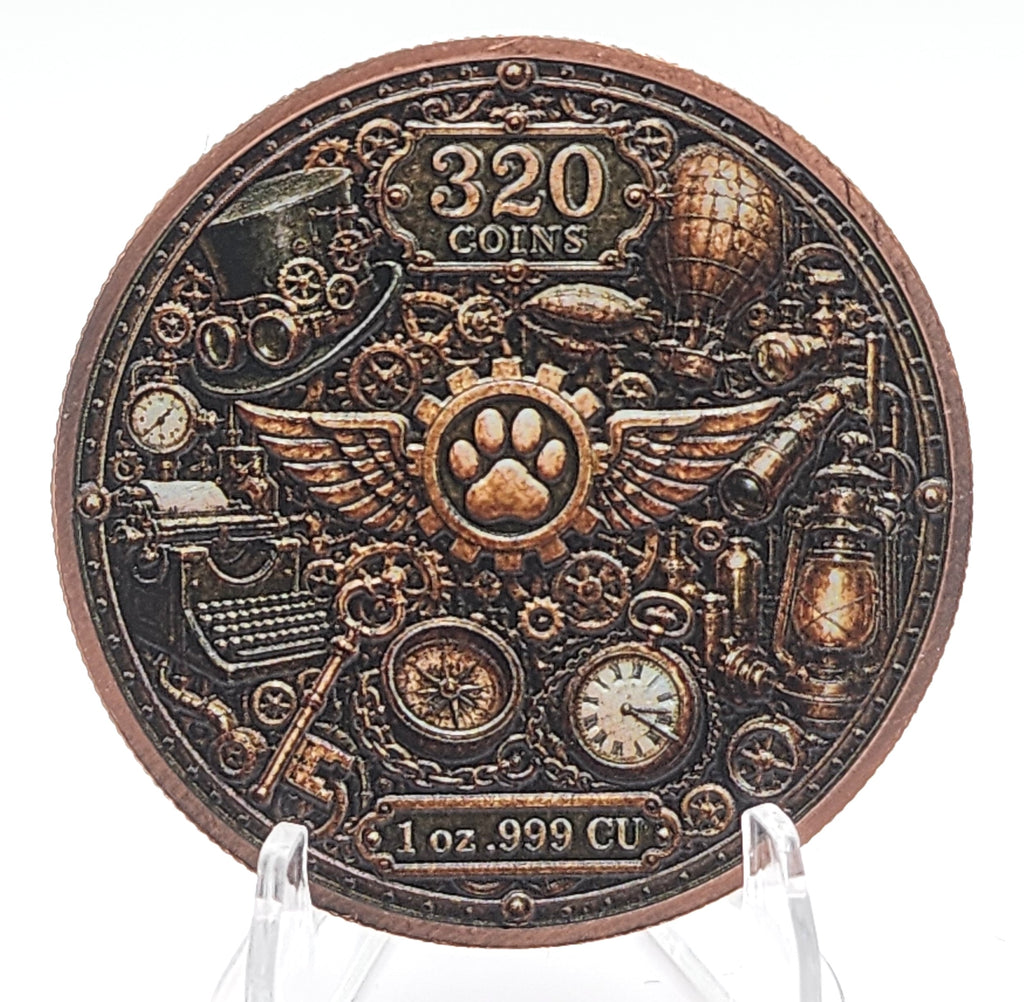 SteamPaws Series | Steel Shadow 1 oz .999 Copper Round