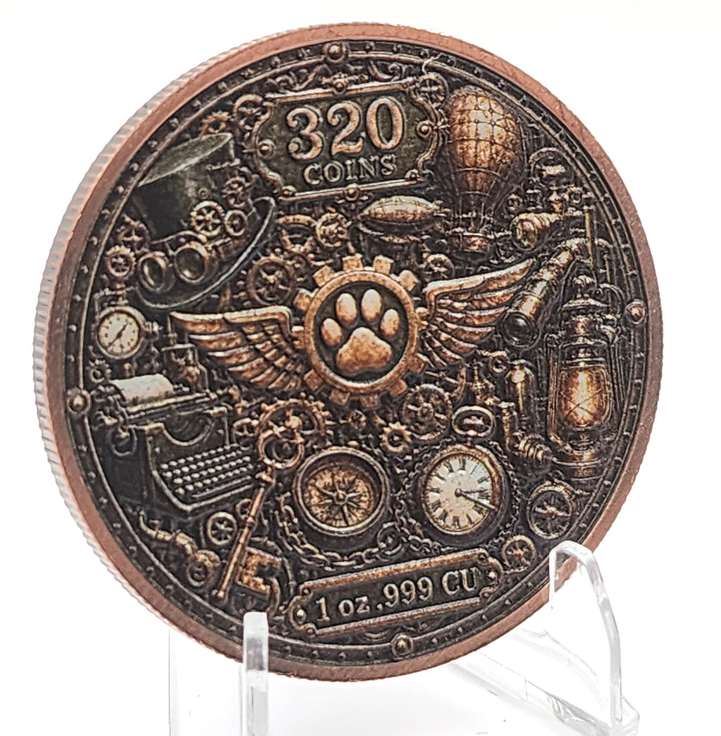SteamPaws Series | Steel Shadow 1 oz .999 Copper Round
