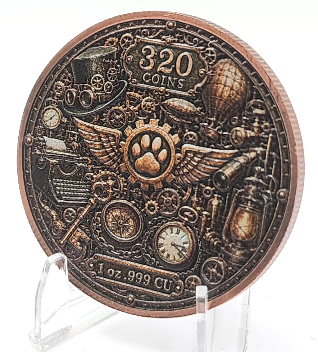 SteamPaws Series | Steel Shadow 1 oz .999 Copper Round