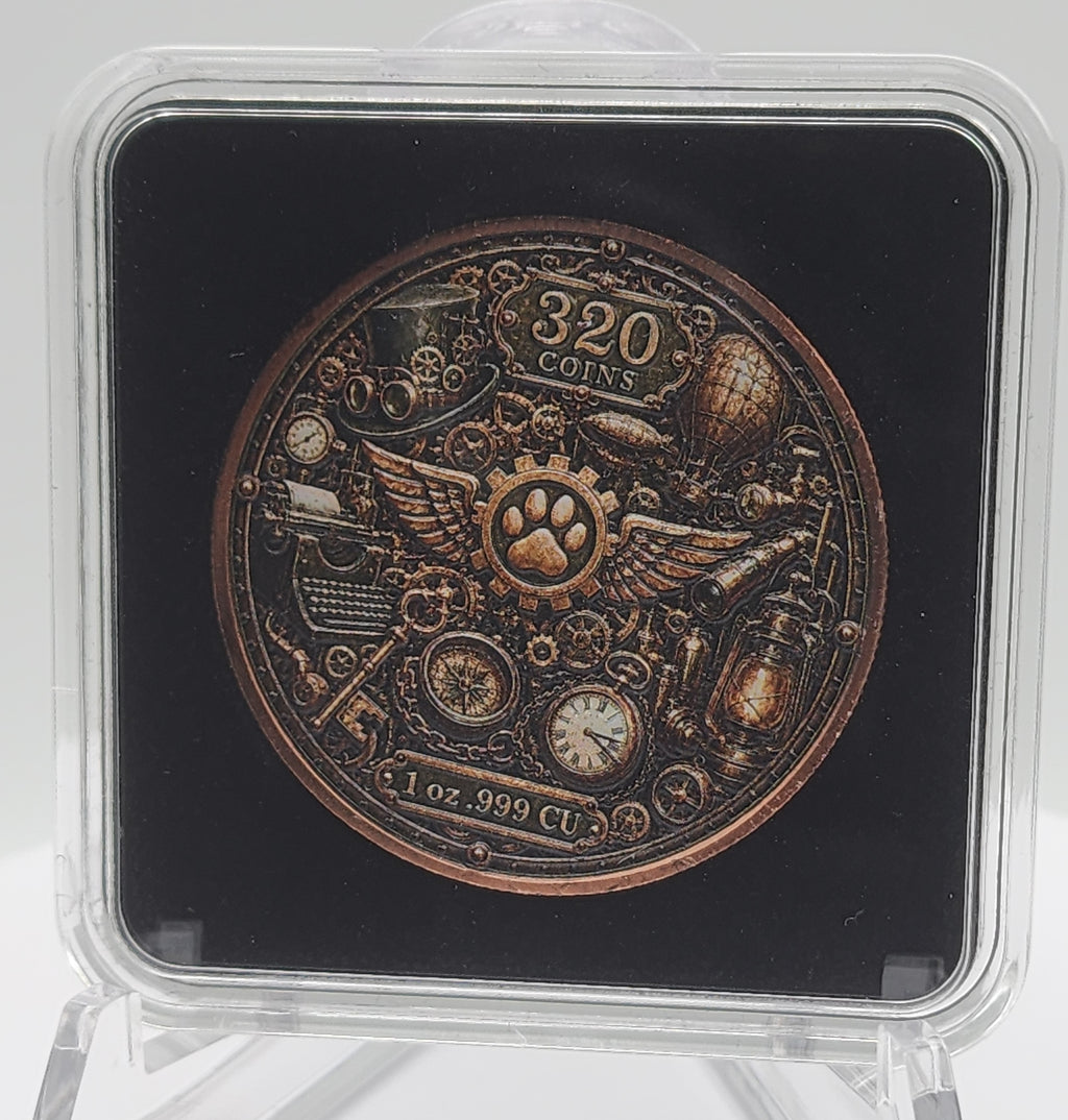 SteamPaws Series | Steel Shadow 1 oz .999 Copper Round