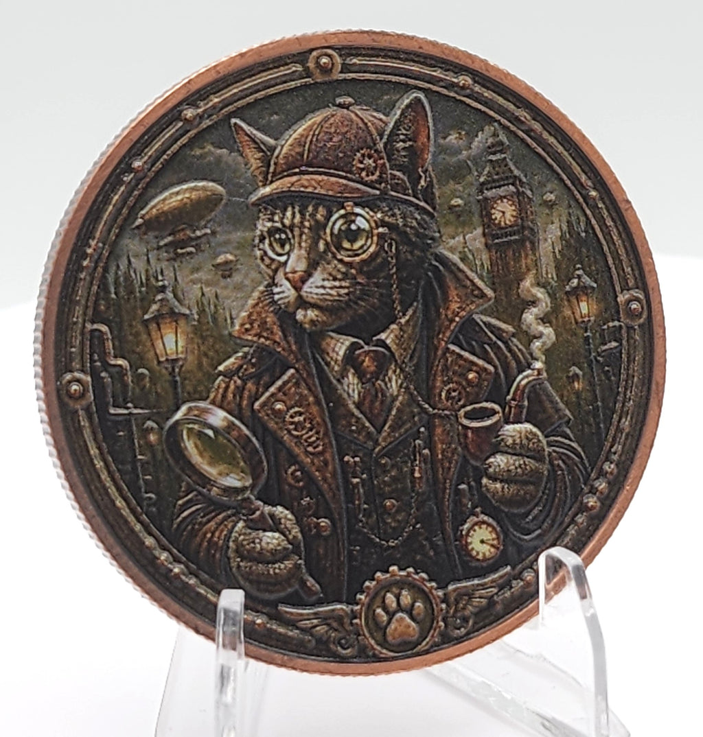 SteamPaws Series | Purrlock Holmes 1 oz .999 Copper Round