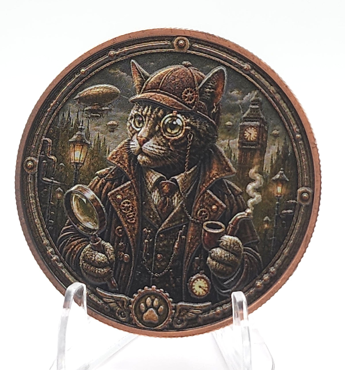 SteamPaws Series | Purrlock Holmes 1 oz .999 Copper Round