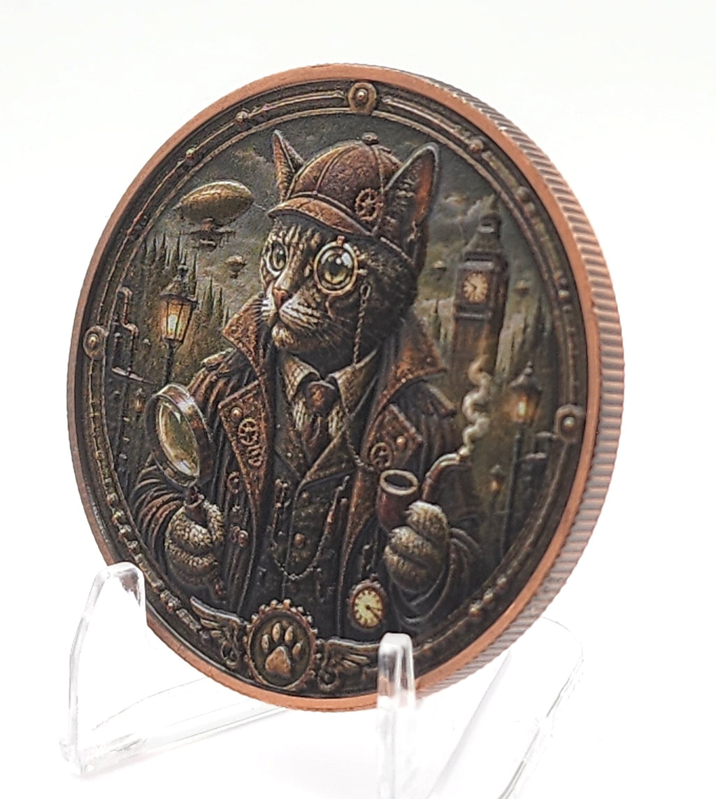 SteamPaws Series | Purrlock Holmes 1 oz .999 Copper Round