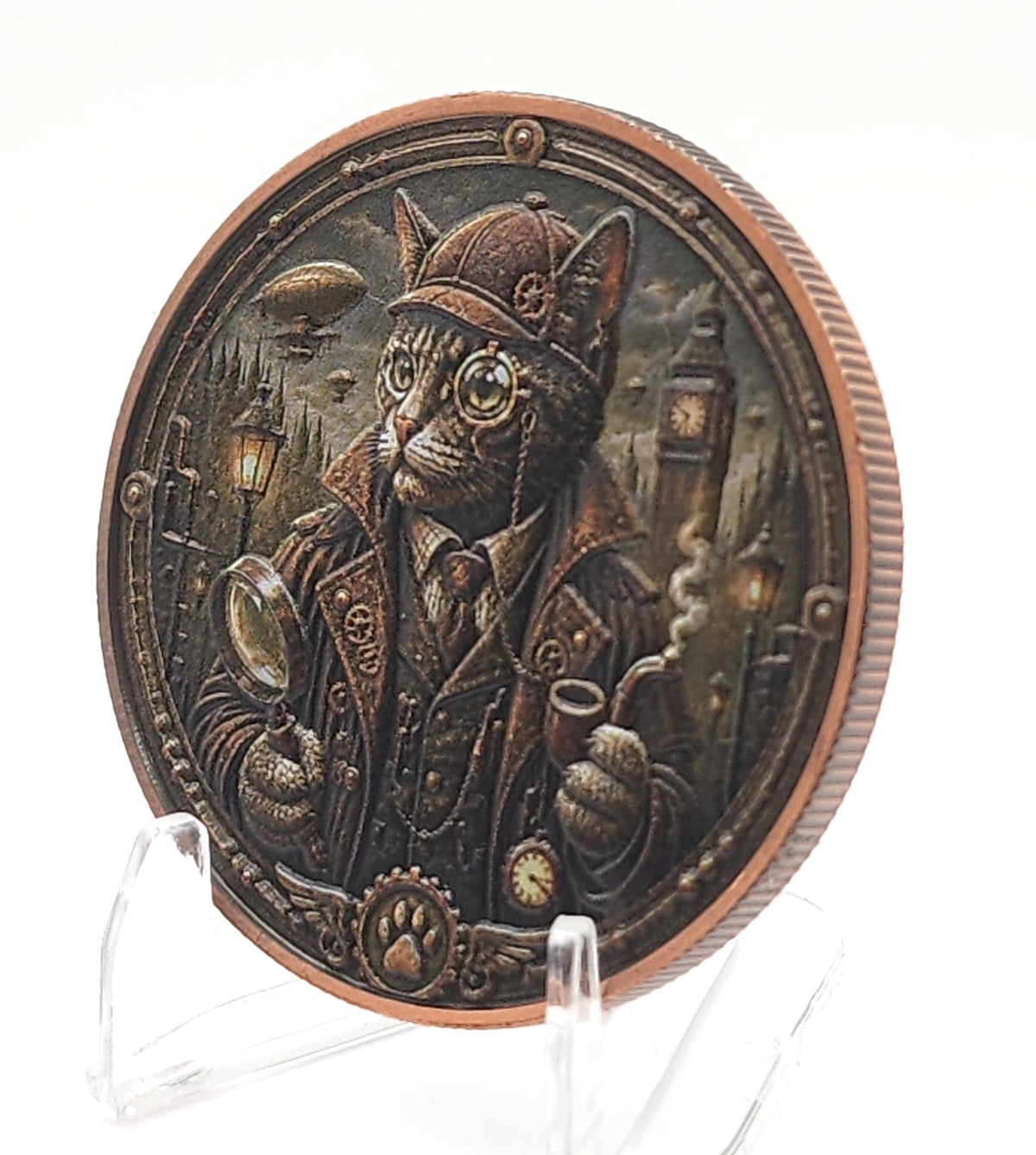 SteamPaws Series | Purrlock Holmes 1 oz .999 Copper Round