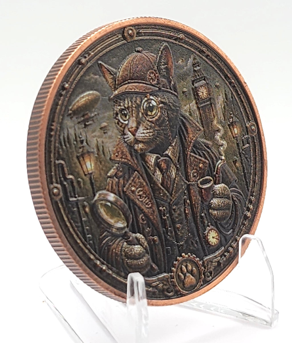 SteamPaws Series | Purrlock Holmes 1 oz .999 Copper Round