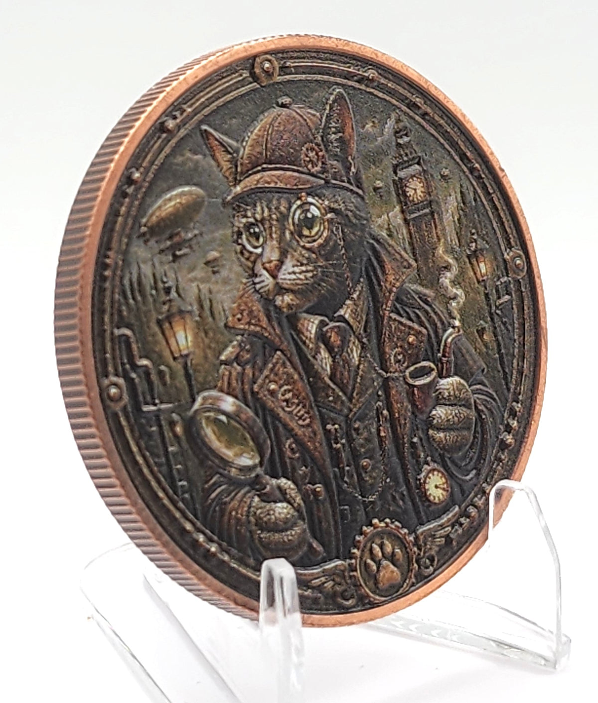 SteamPaws Series | Purrlock Holmes 1 oz .999 Copper Round