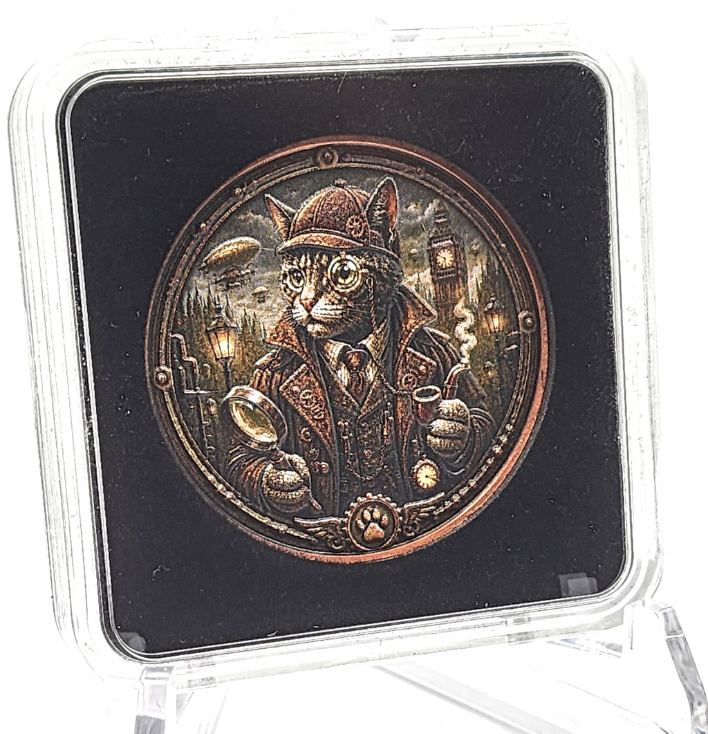 SteamPaws Series | Purrlock Holmes 1 oz .999 Copper Round