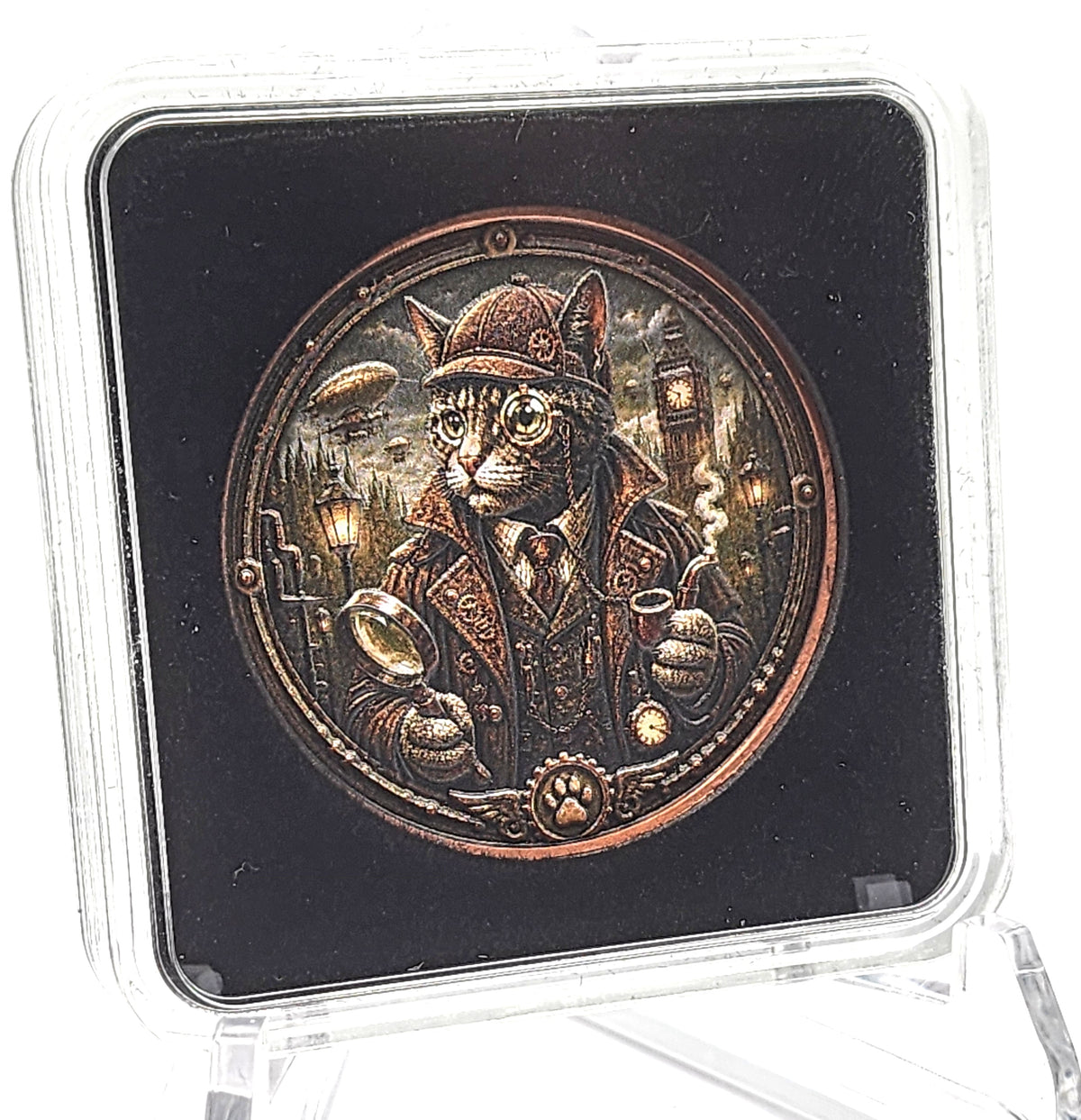 SteamPaws Series | Purrlock Holmes 1 oz .999 Copper Round