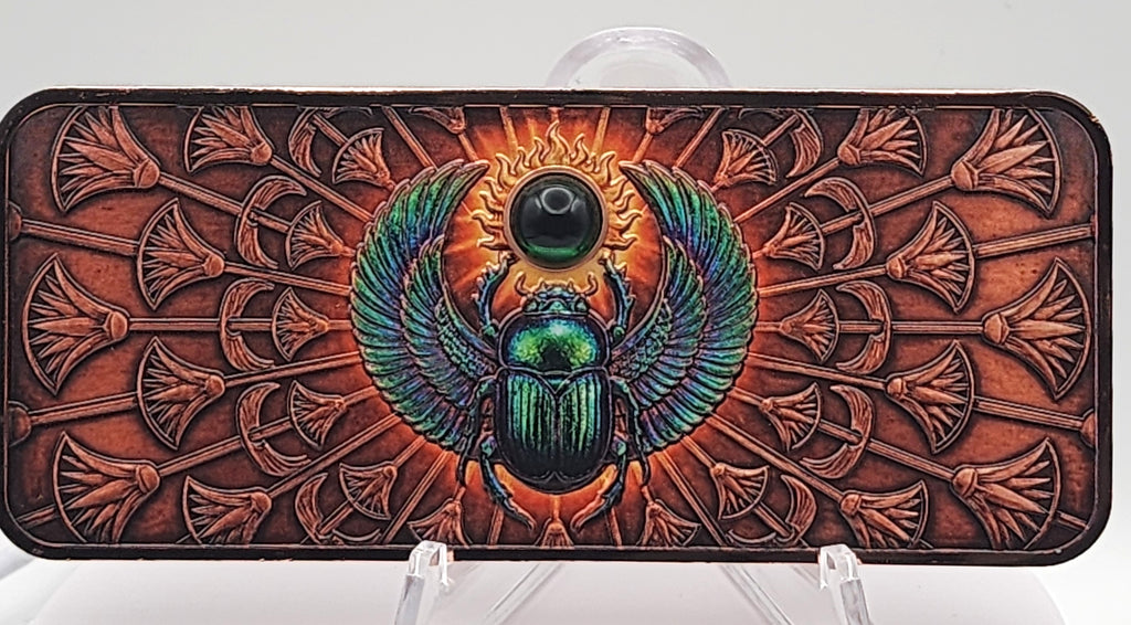2026 Scarab Egyptian Bar w/Crystal Insert 10oz AVDP .999 Copper Bar
