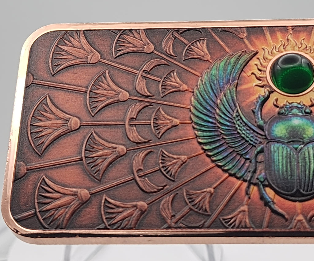 2026 Scarab Egyptian Bar w/Crystal Insert 10oz AVDP .999 Copper Bar