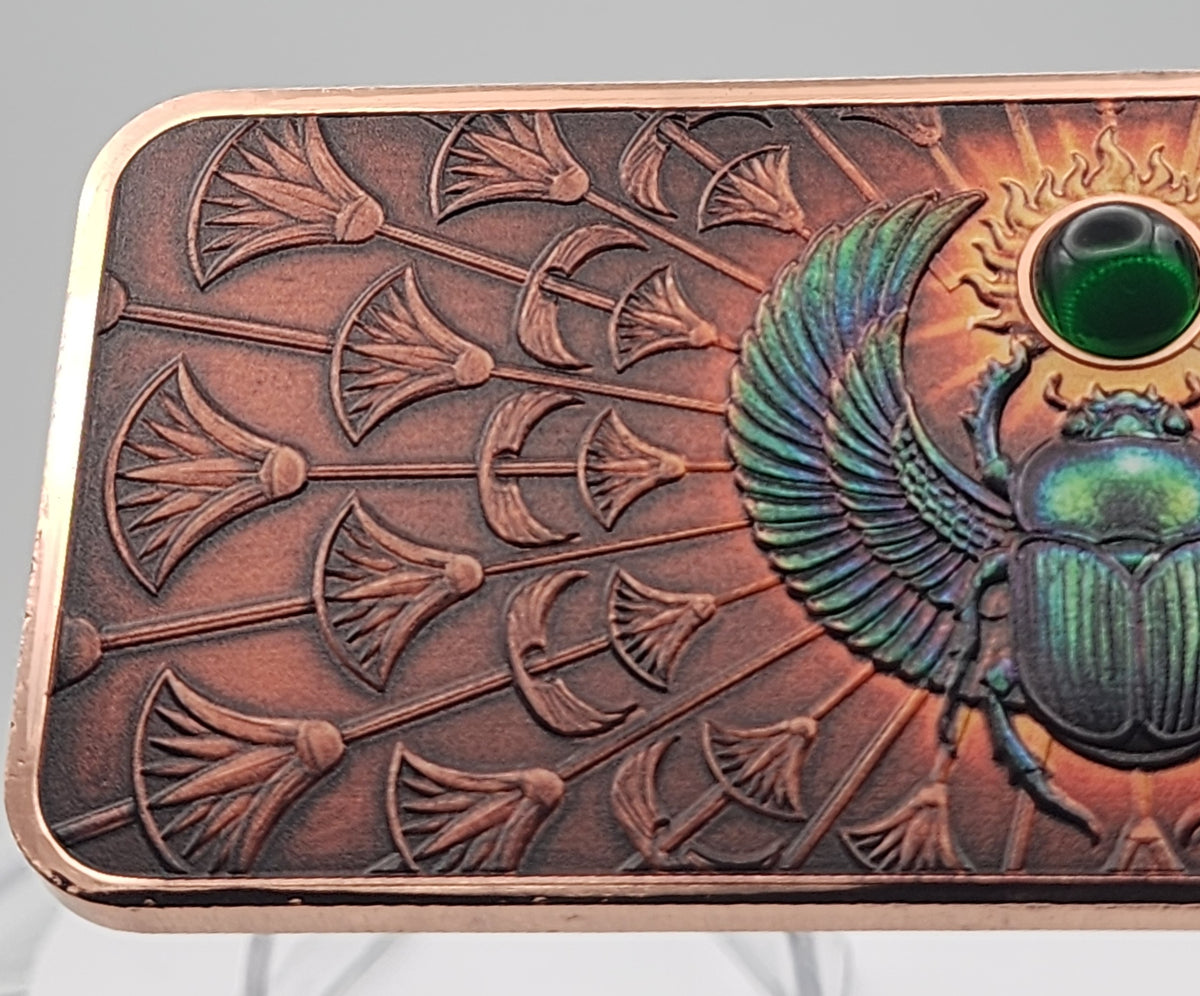 2026 Scarab Egyptian Bar w/Crystal Insert 10oz AVDP .999 Copper Bar