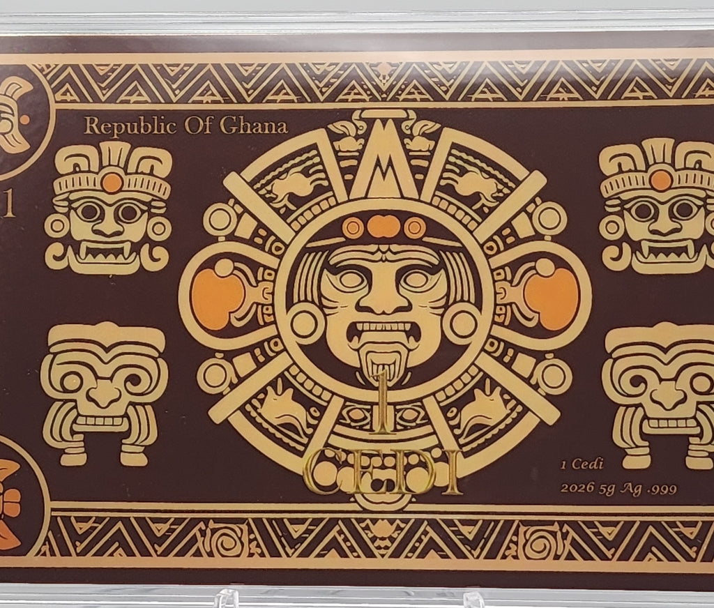 2026 Ghana Aztec Calendar 5g .999 Silver Foil